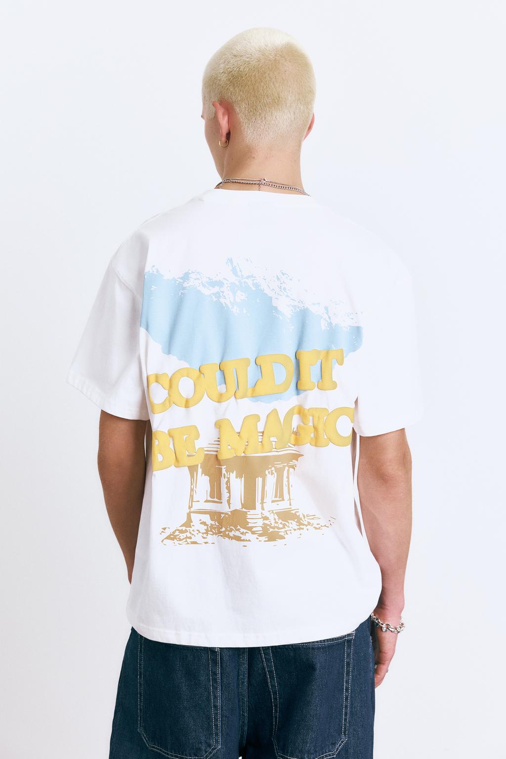 Tee-Shirt Blanc Phildar - Motif Clous Dorés Discret Sur Épaule - Taille XL - Viscose/Élasthanne - Occasion Très Bon État