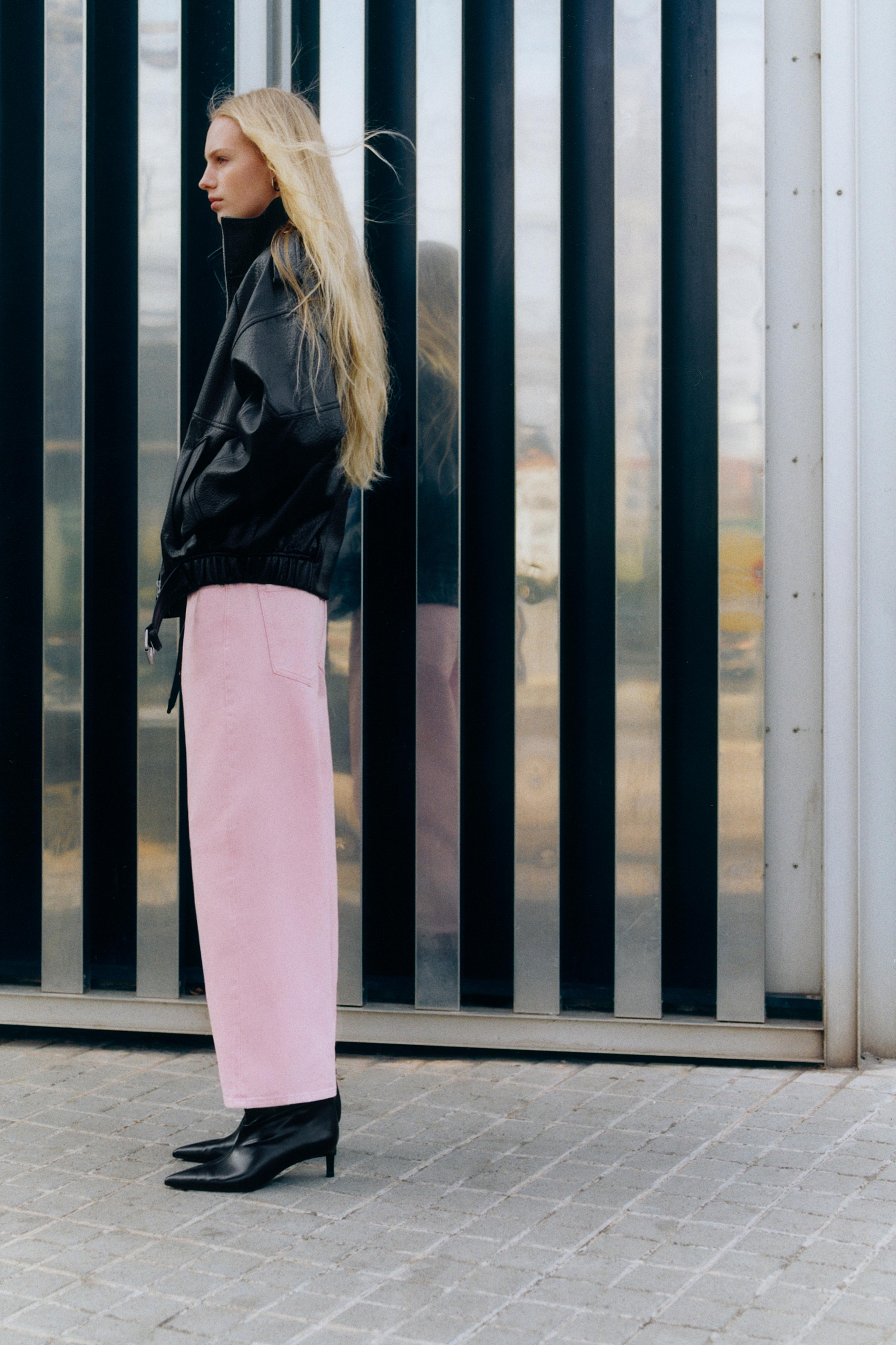 Pink low-rise barrel jeans — Pink