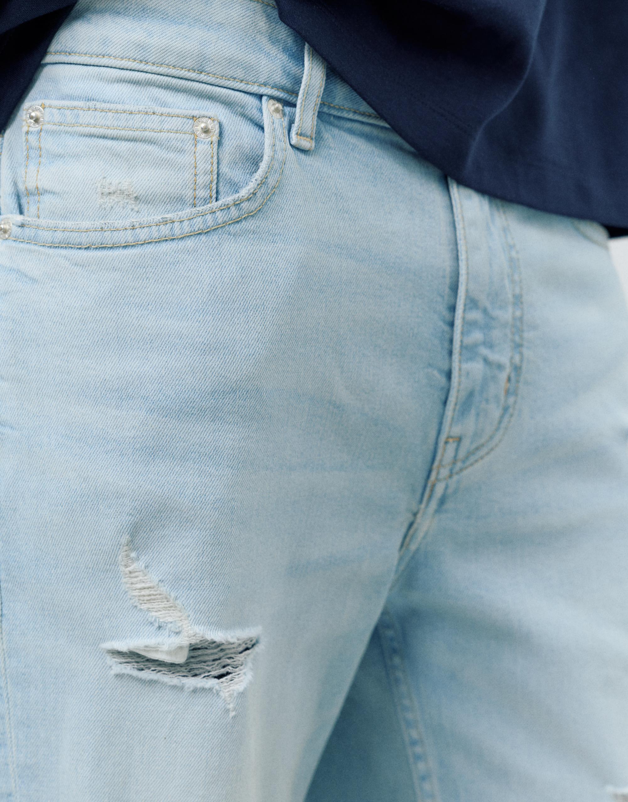 Ripped denim Bermuda shorts — Pale indigo