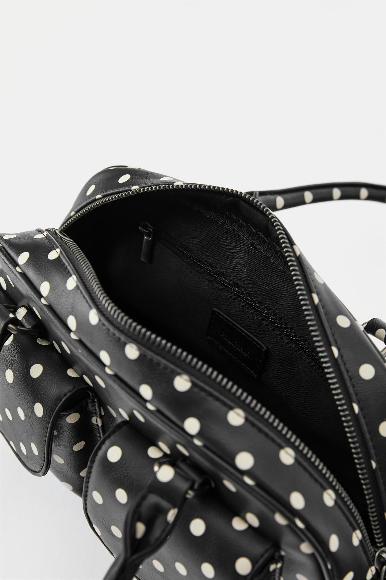 Polka dot multipocket shoulder bag — Black