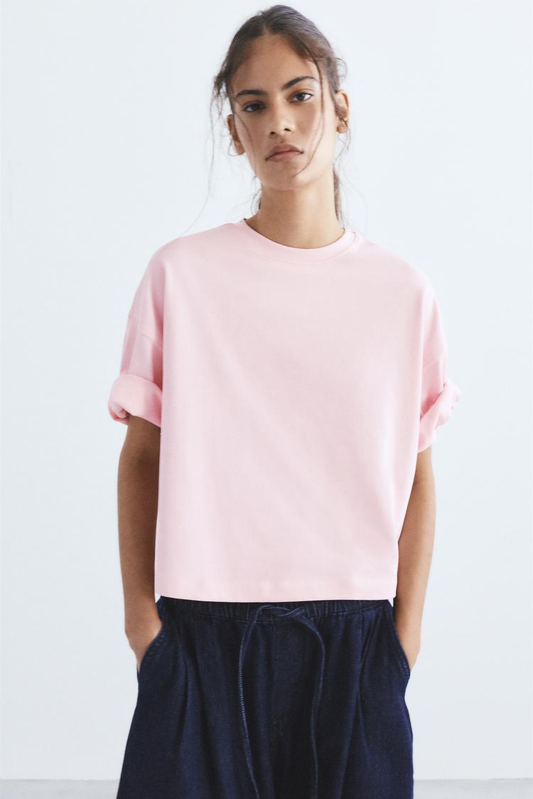Kısa kollu kutu kesim t-shirt