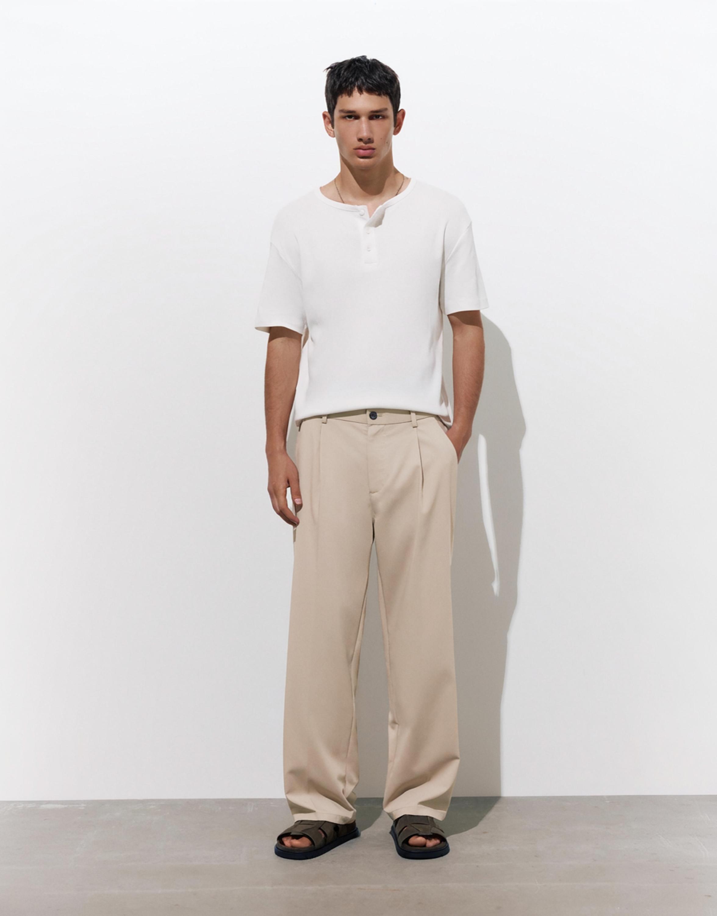 Pull&Bear Geniş paça tailored fit pantolon görsel 2