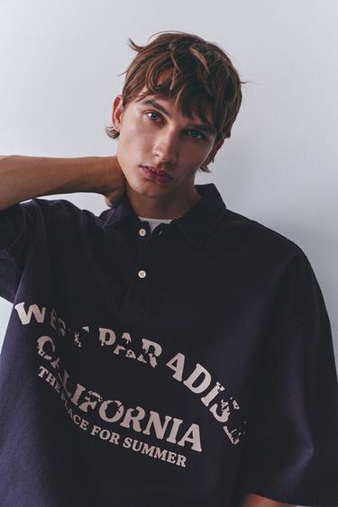 Short sleeve graphic polo shirt — Dark blue 4