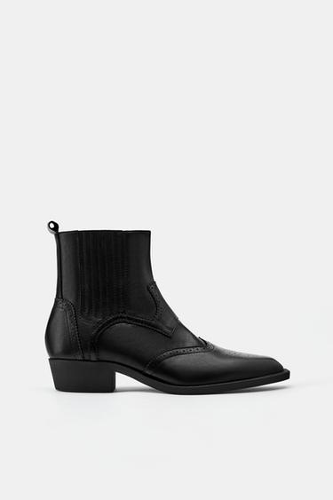 Leather cowboy ankle boots — Black 1