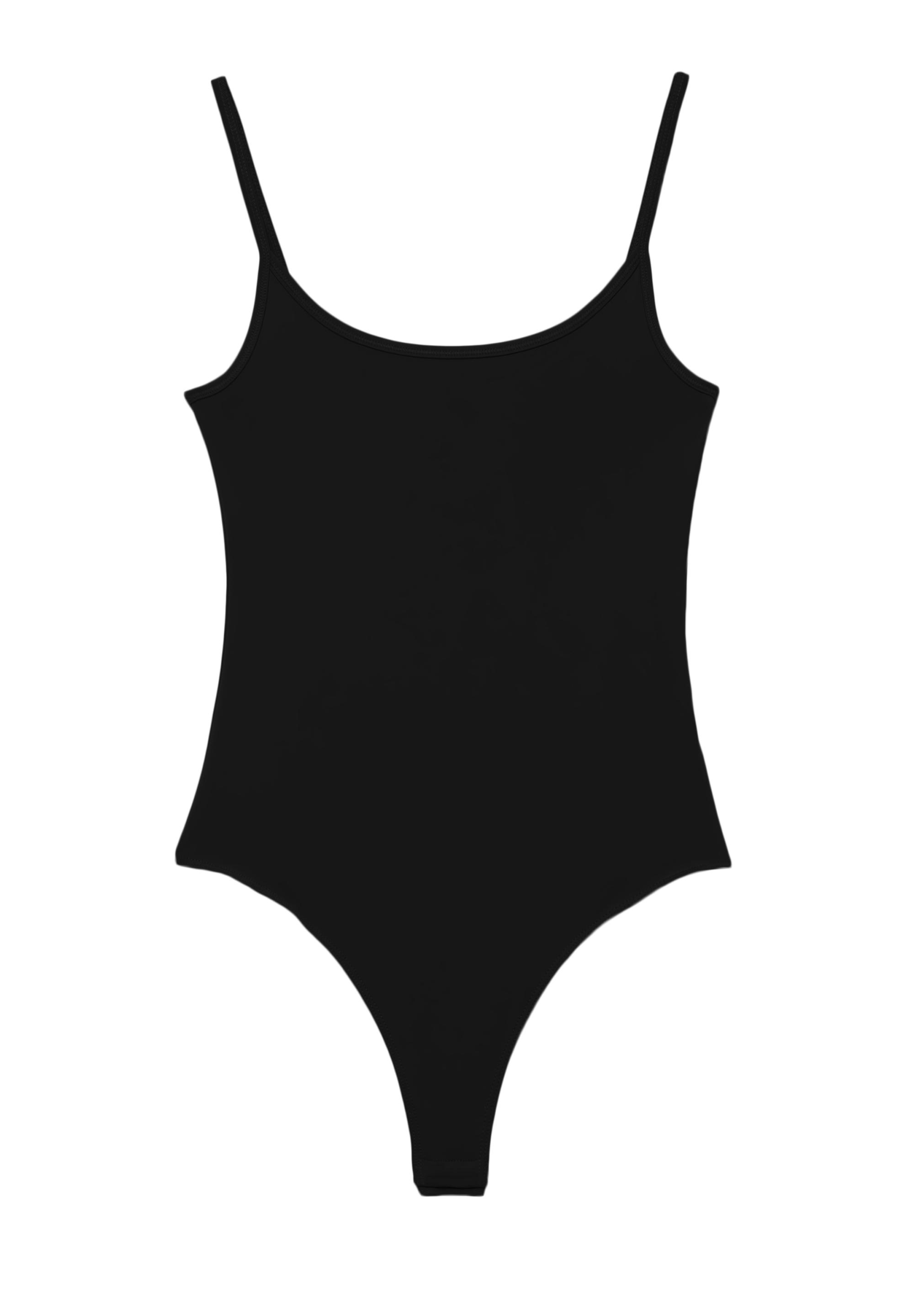 Polyamide bodysuit with thin straps — Black