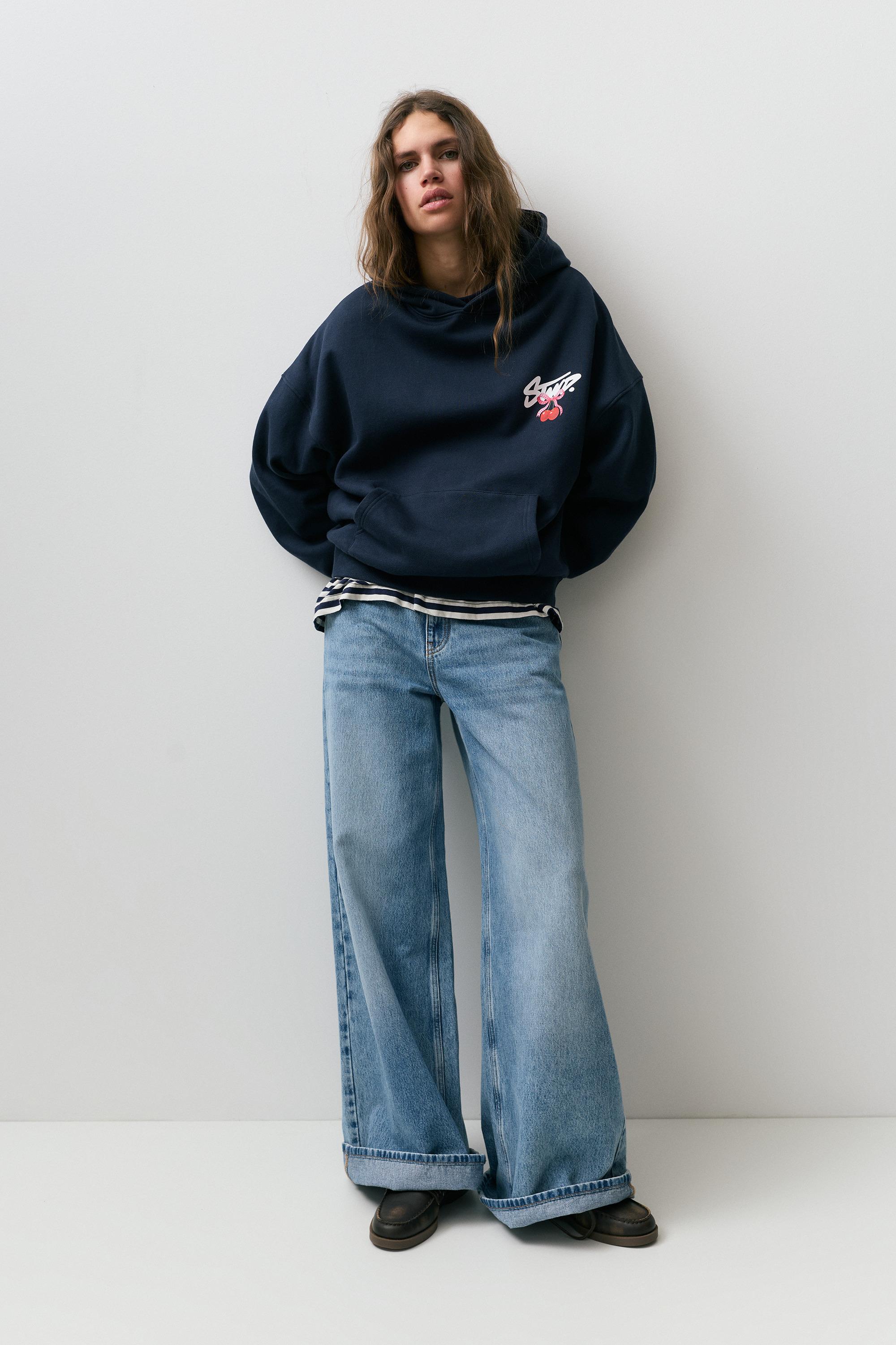 Kapüşonlu STWD kirazlı sweatshirt - Görsel 7