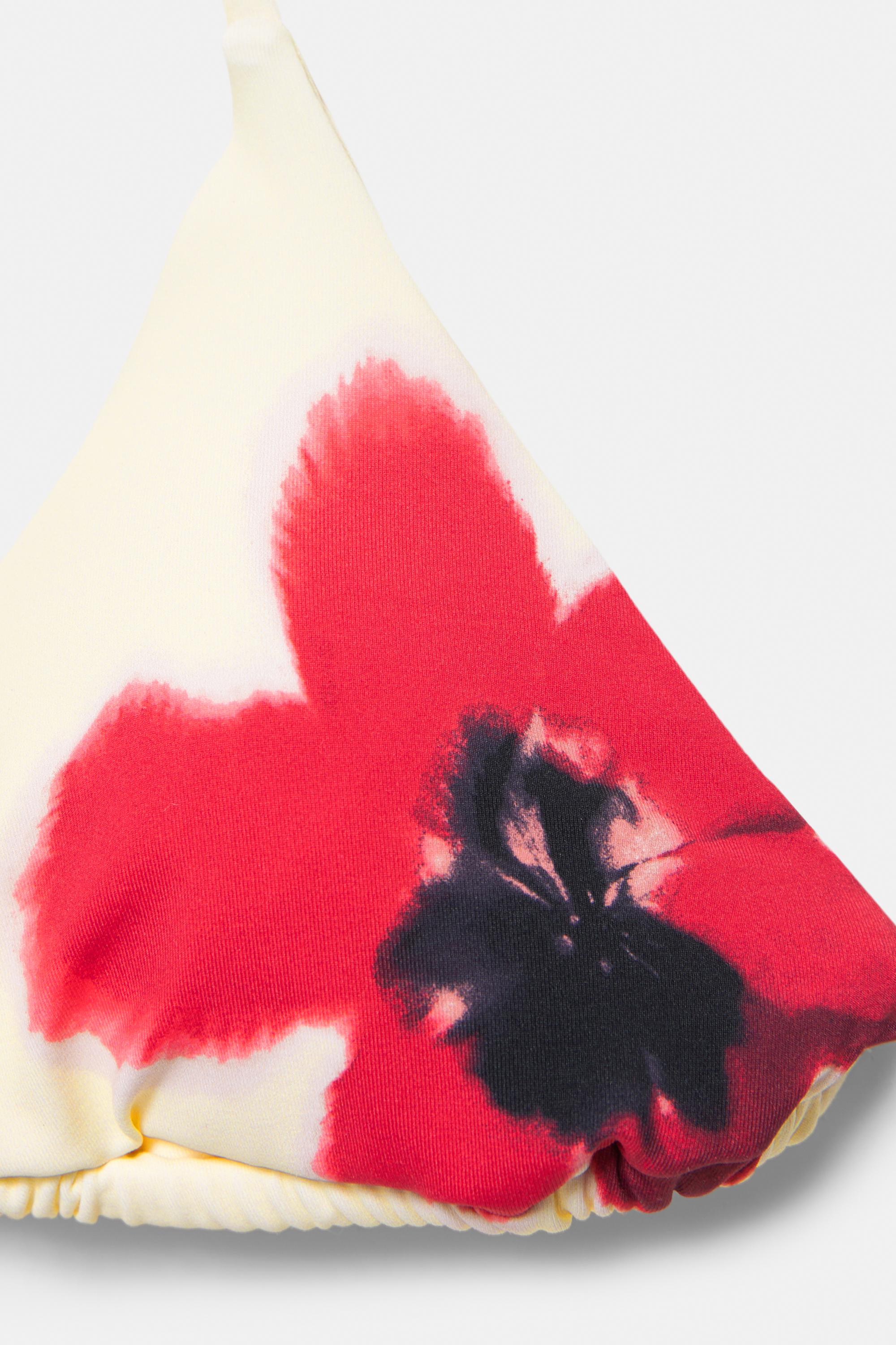 Floral triangle bikini top — Red