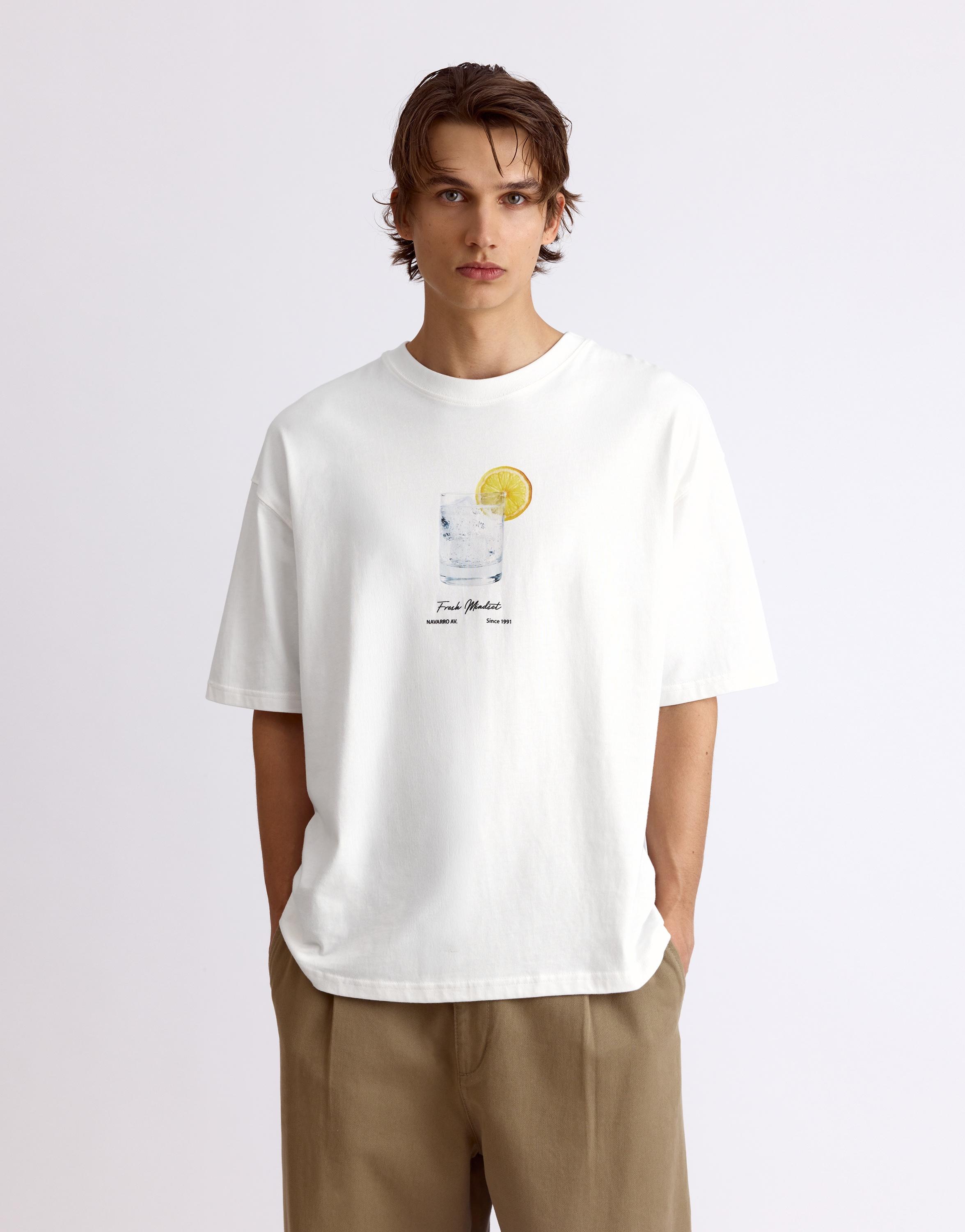 Pull&Bear Bardak grafikli relaxed tişört görsel 7