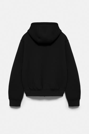 Neoprene-effect zip-up hoodie — Black 8