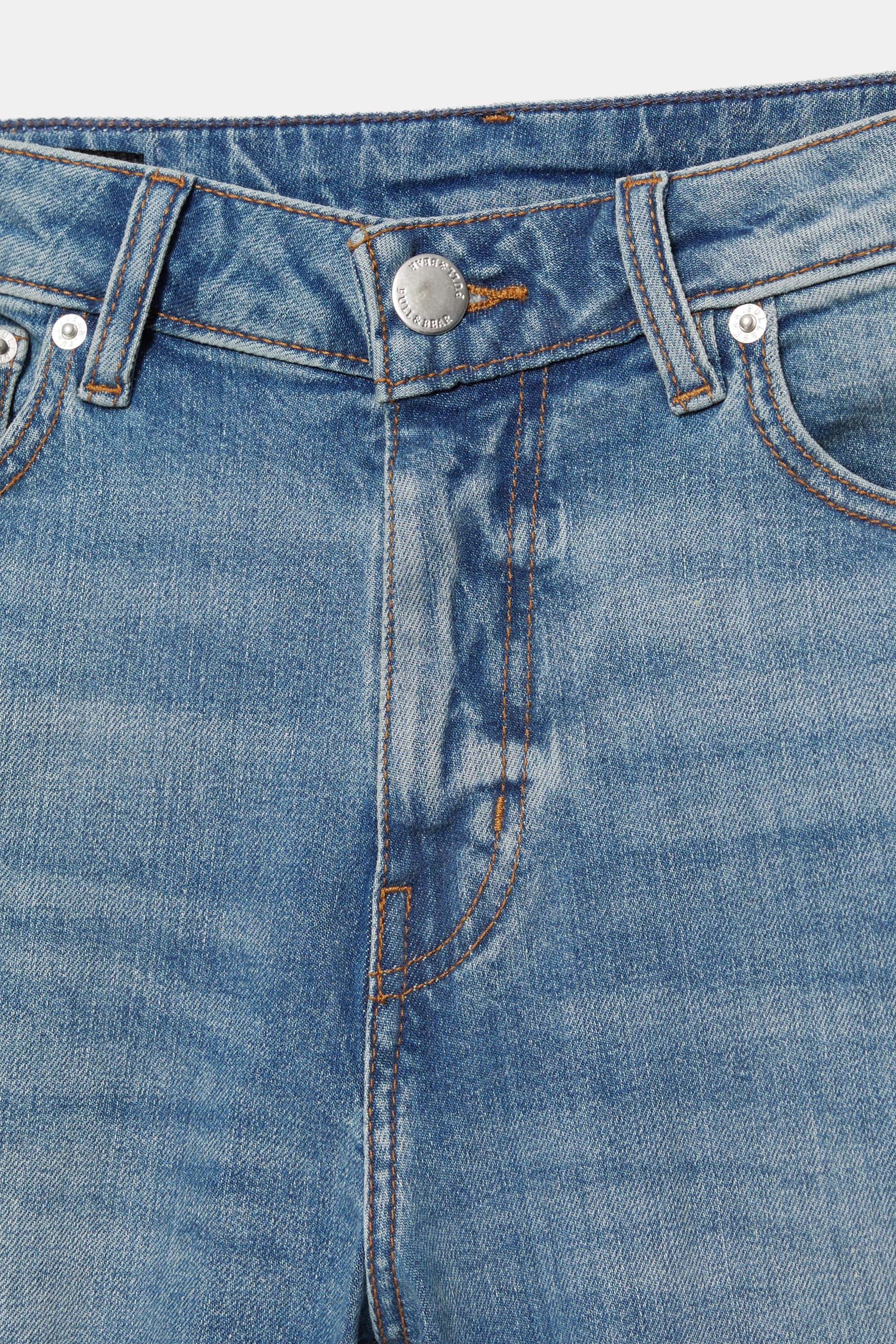 Basic slim-fit denim Bermuda shorts — Medium blue