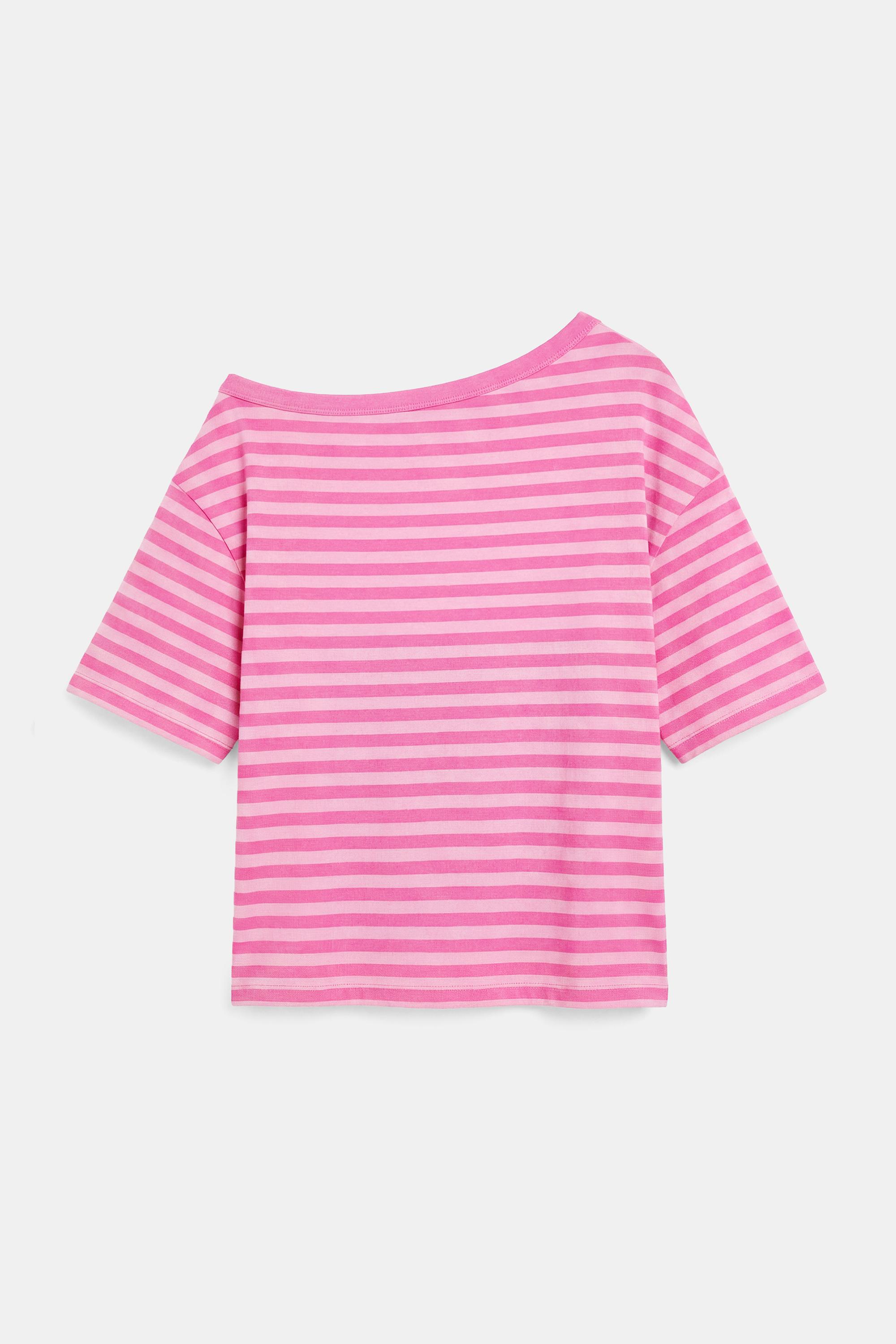 Asymmetric short sleeve T-shirt — Striped
