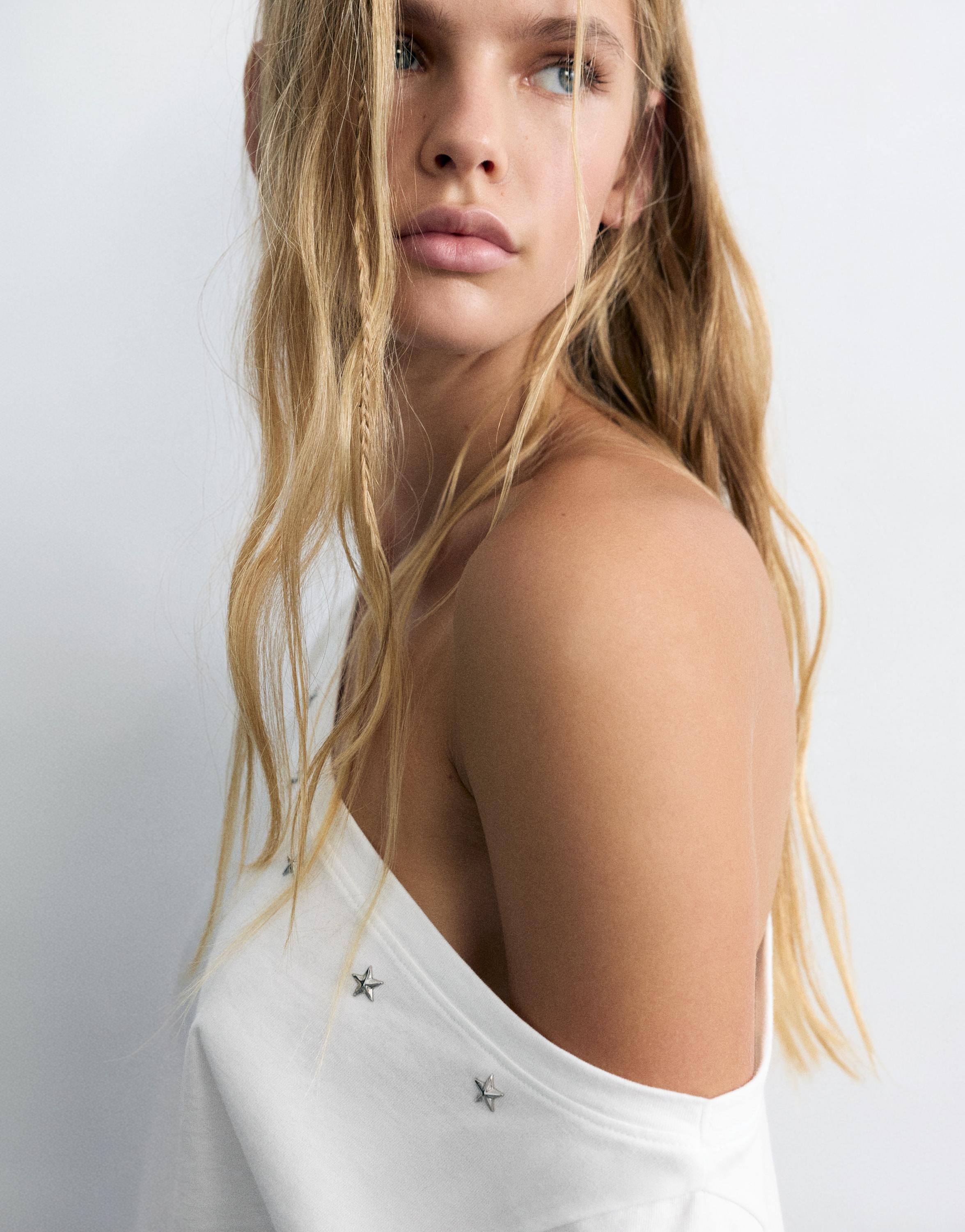 Asymmetric star T-shirt — White