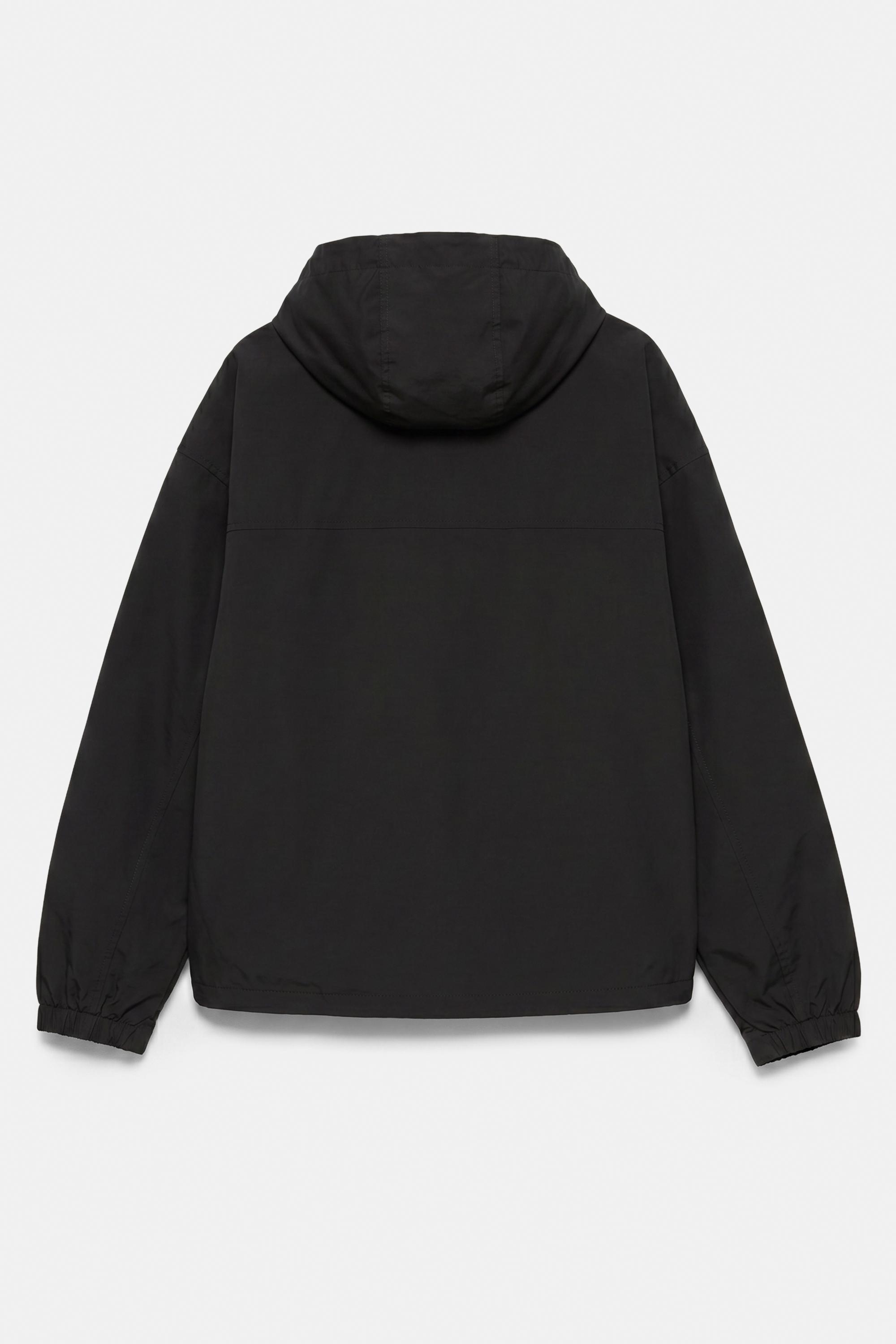 Lightweight hooded raincoat — Black