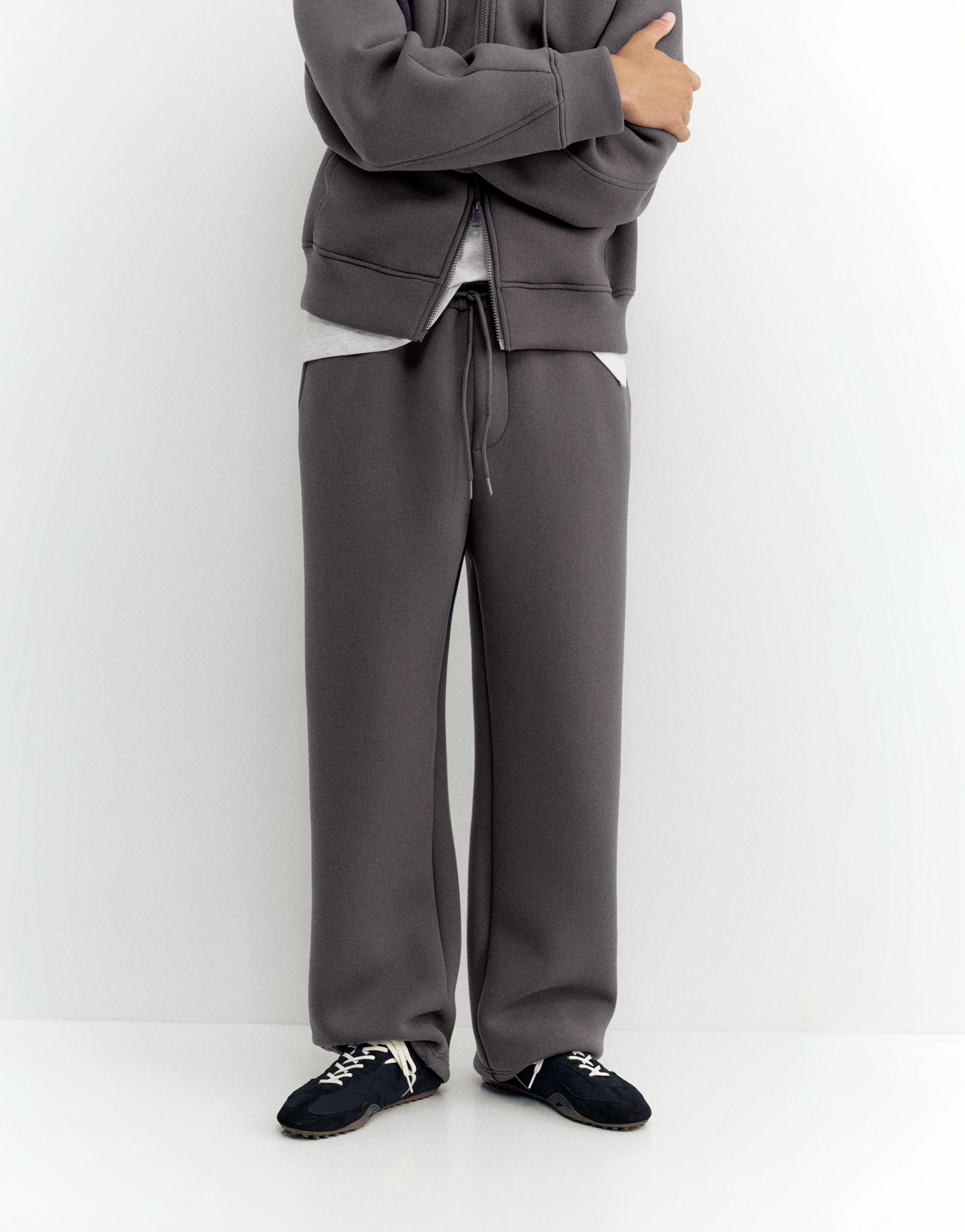 Neoprene-effect baggy trousers — Anthracite grey