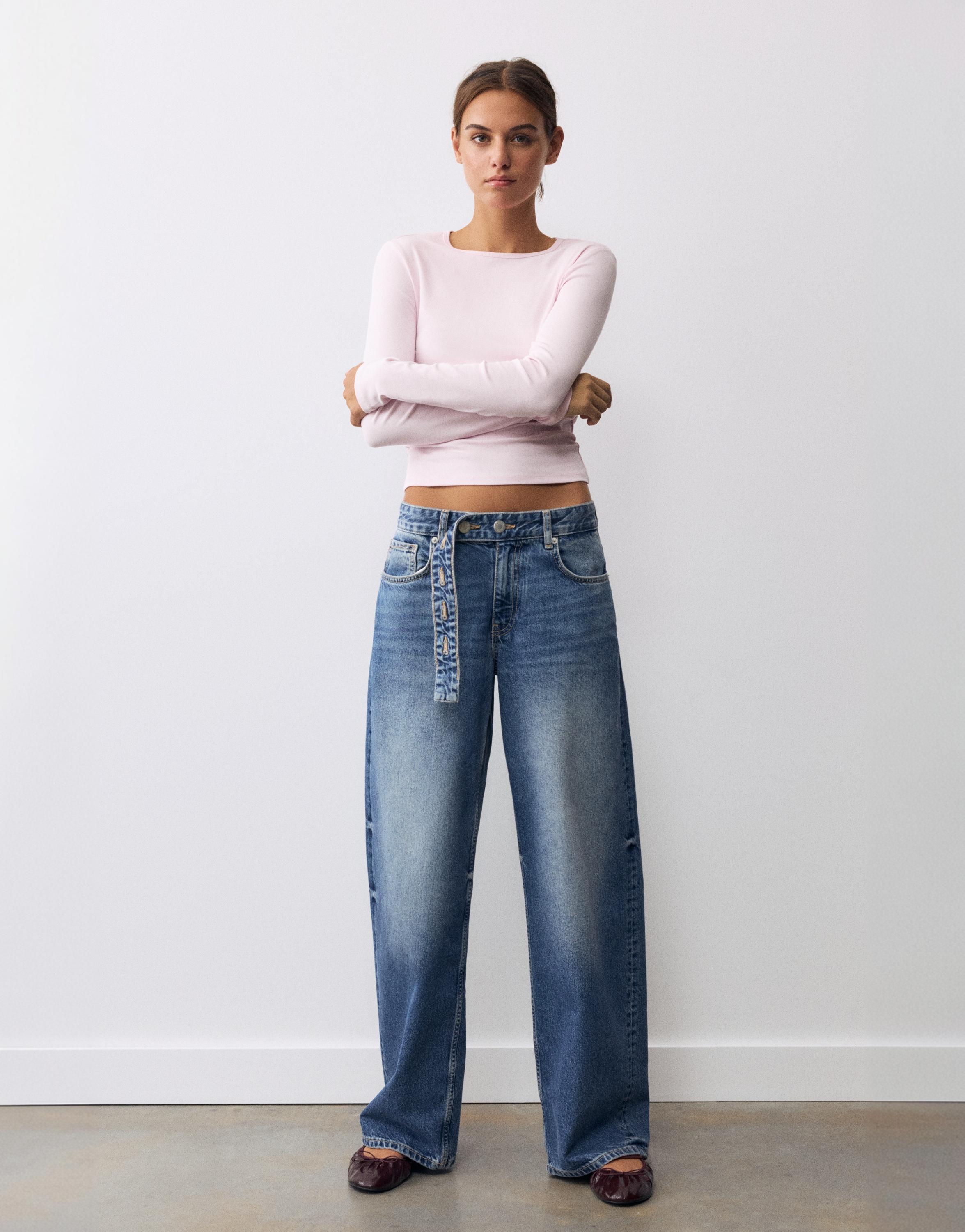 Fitted long sleeve T-shirt — Pink