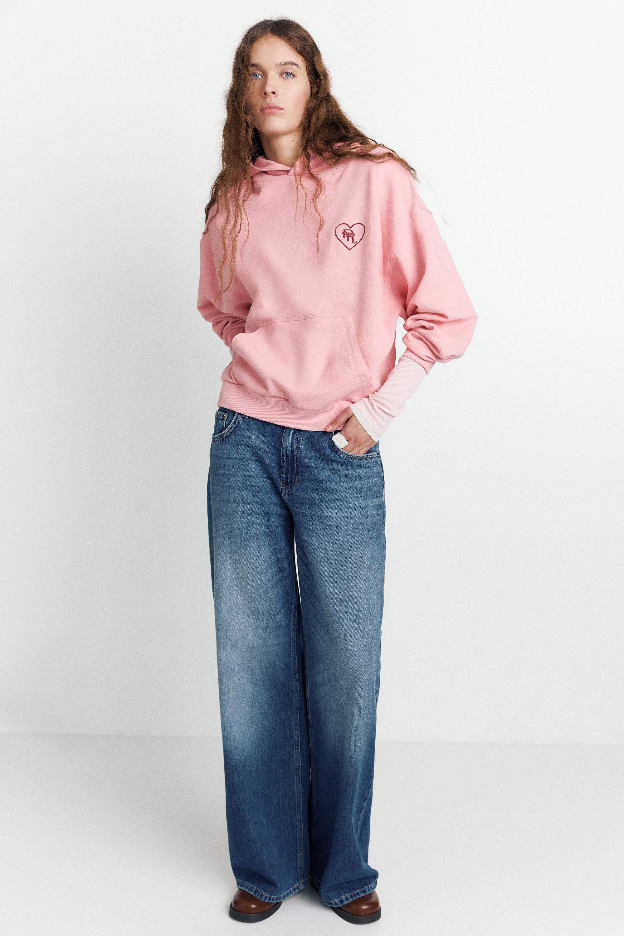 Kalp grafik baskılı kapüşonlu sweatshirt - Görsel 7