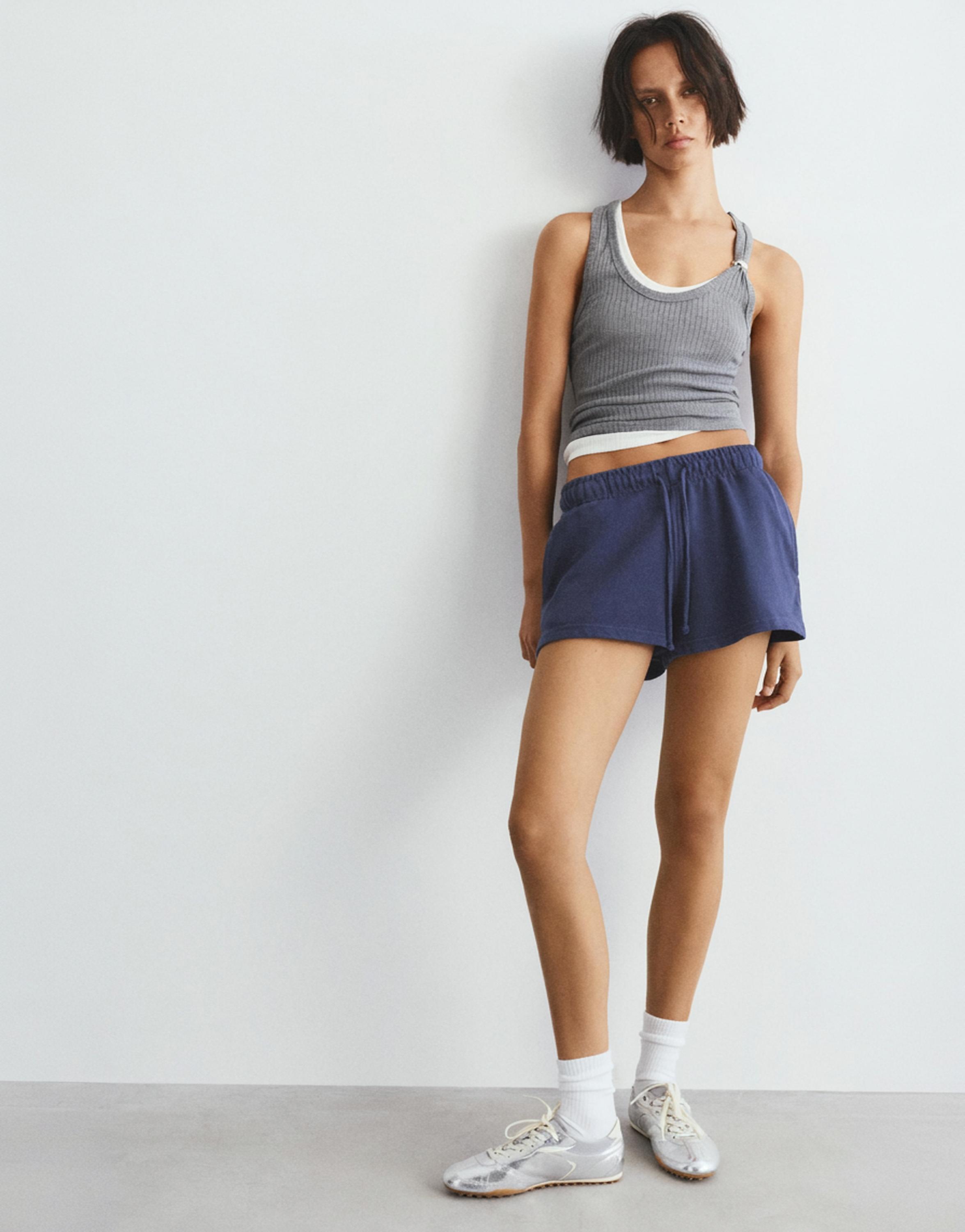 Lastikli bel spor şort - Görsel 9