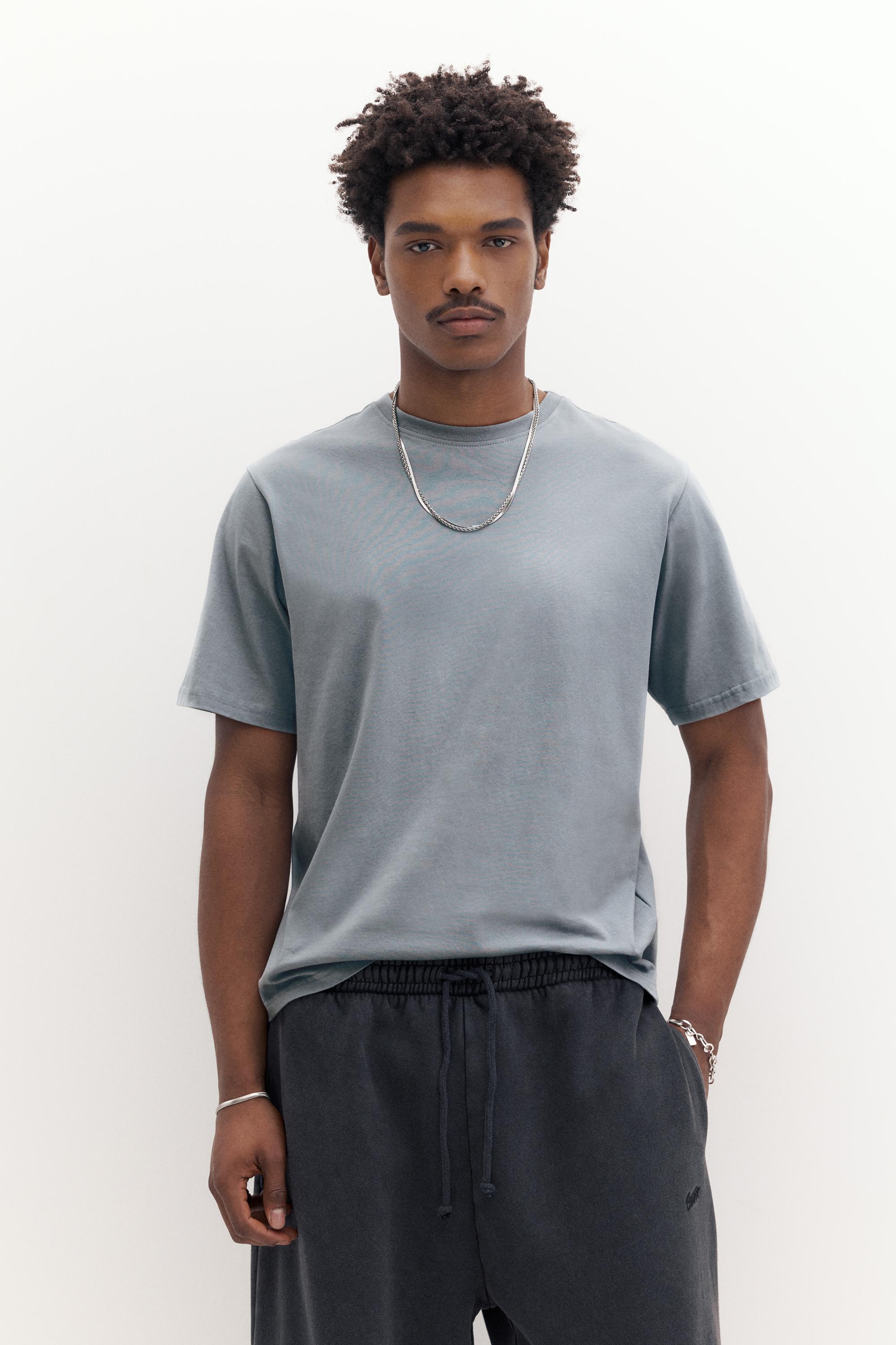 Basic short sleeve cotton T-shirt — Pastel blue