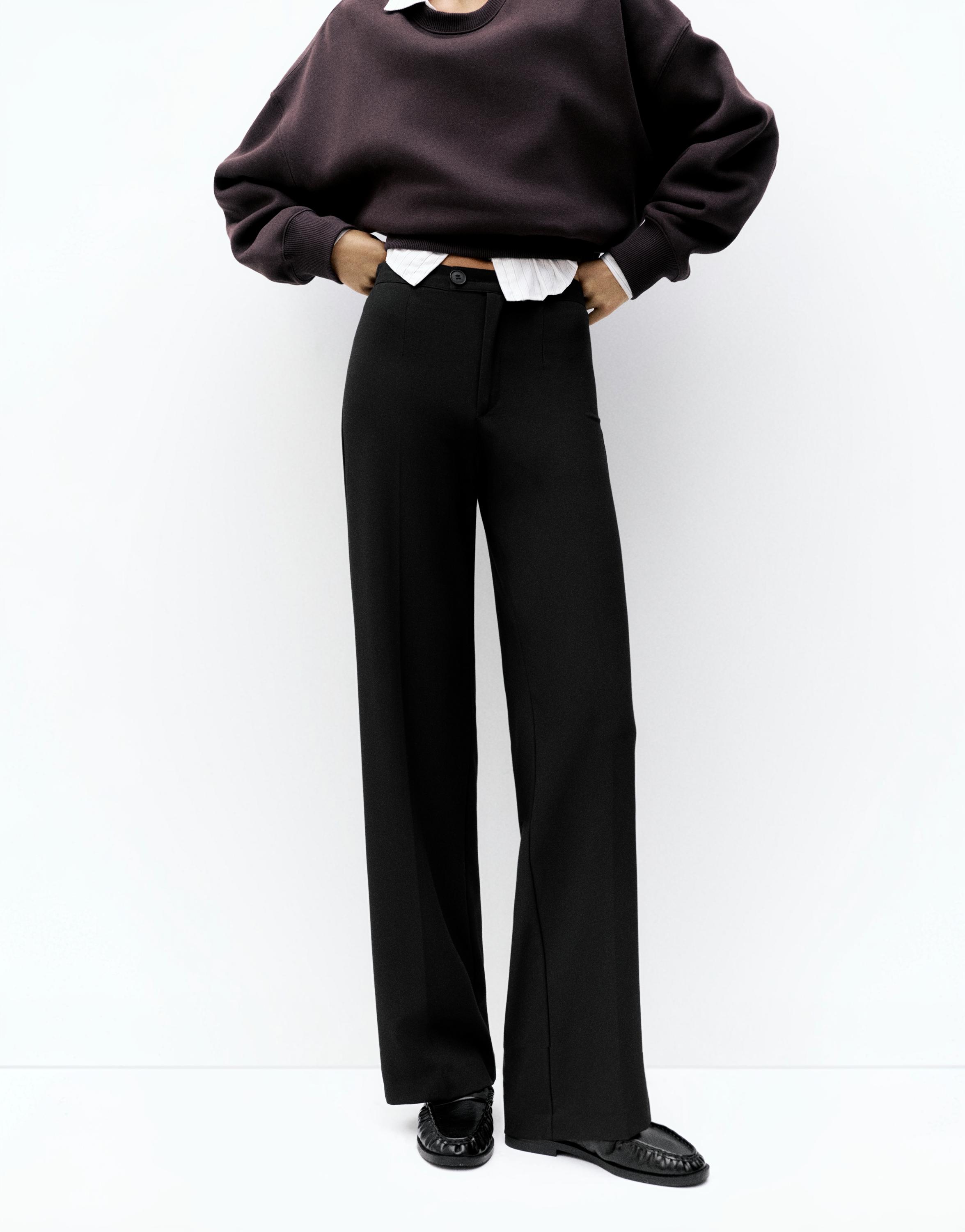 Straight-leg darted trousers — Black