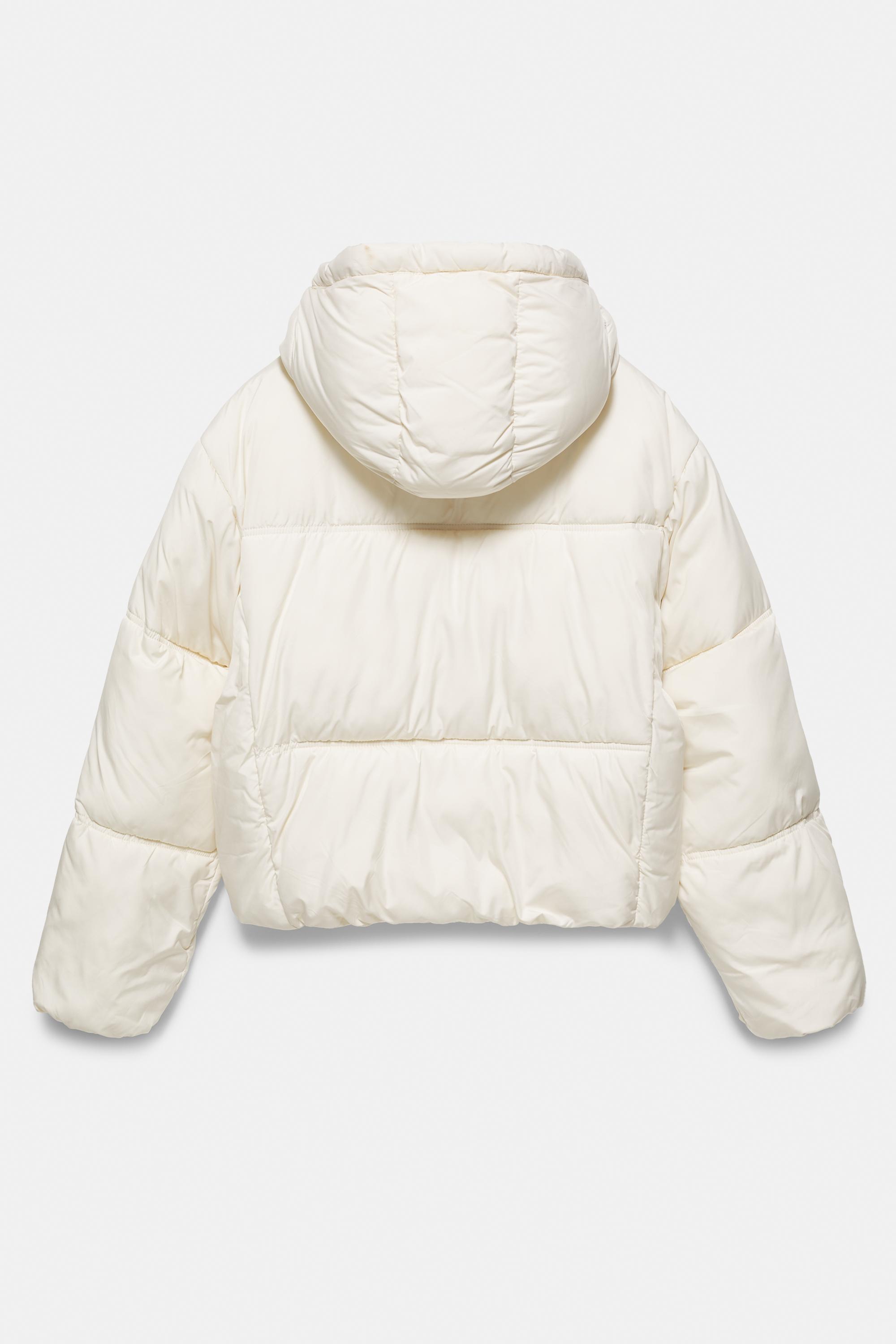 Cropped puffer jacket — Ecru