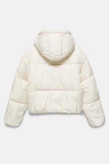 Puffer jacket with hood — Ecru 8