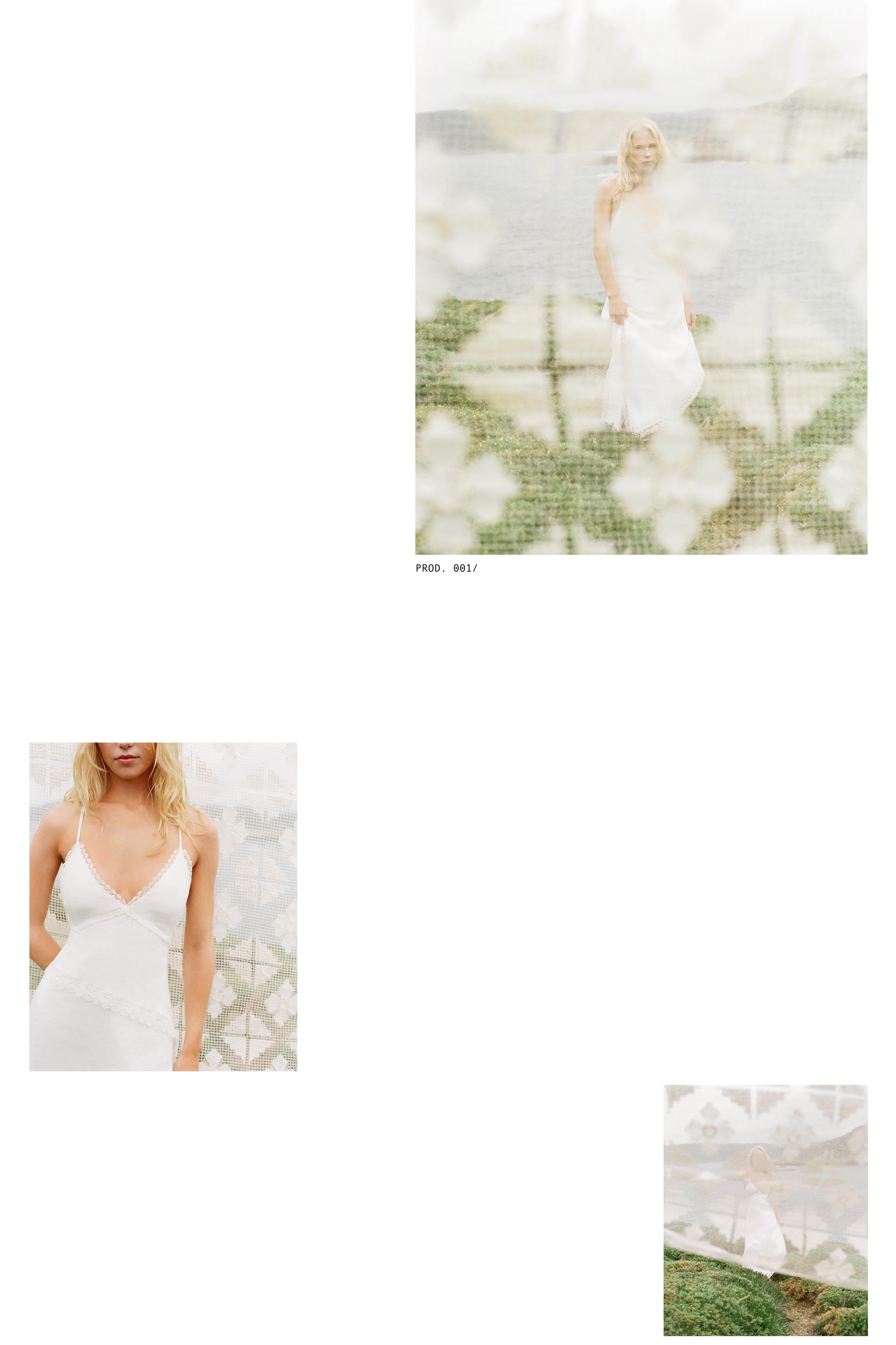 Encaixe de Camariñas x Pull&Bear 100% linen dress — Off white