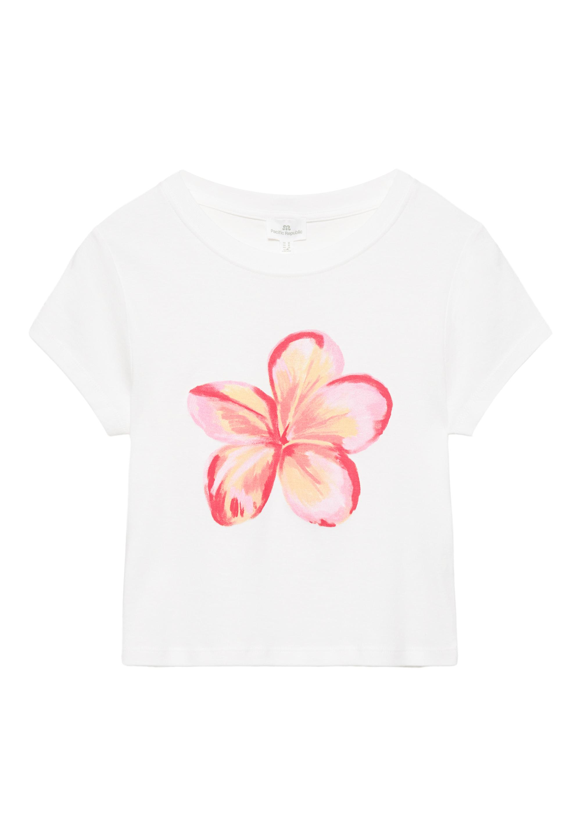 Hibiscus floral graphic T-shirt — Ice