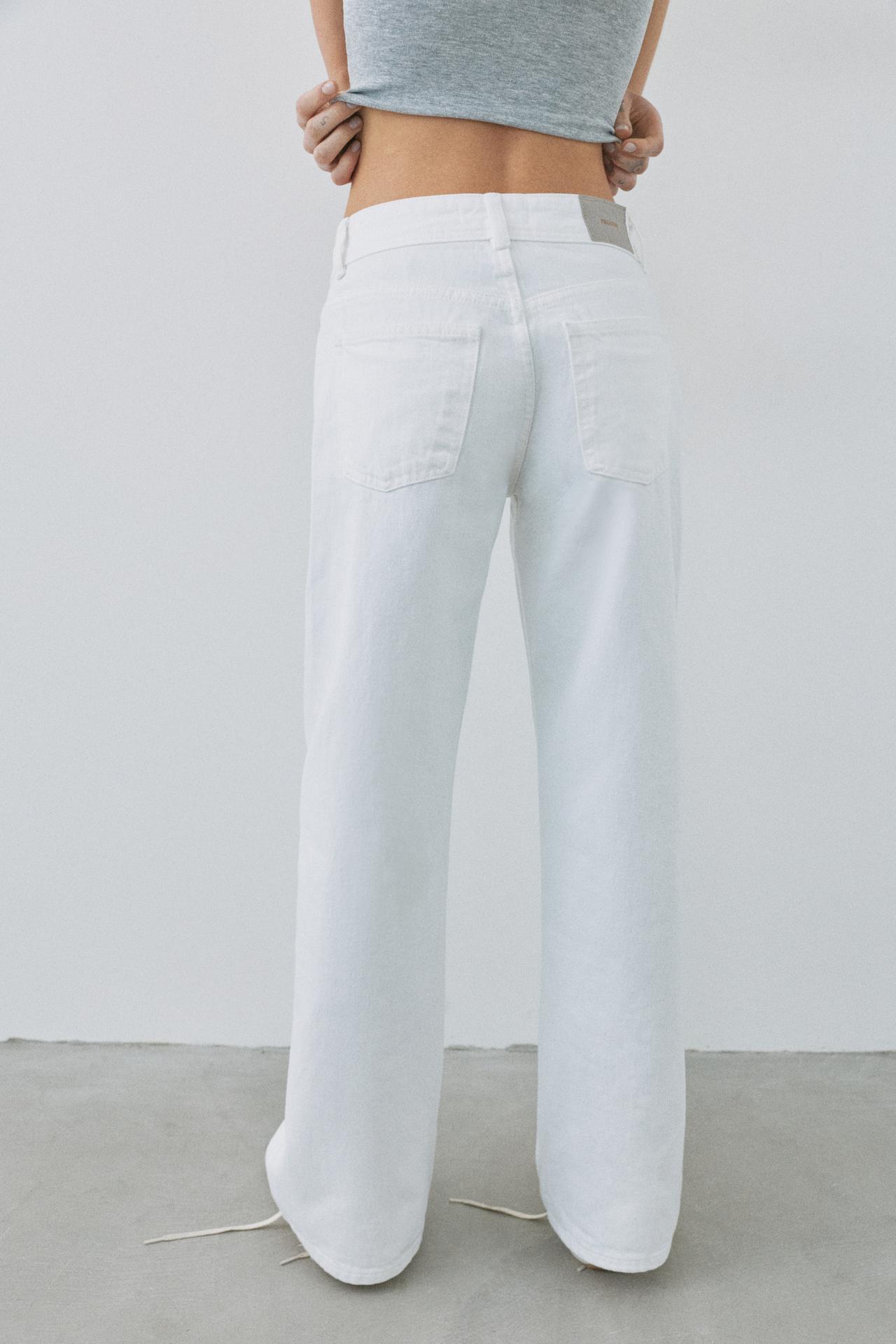 Low-rise straight-leg jeans — White