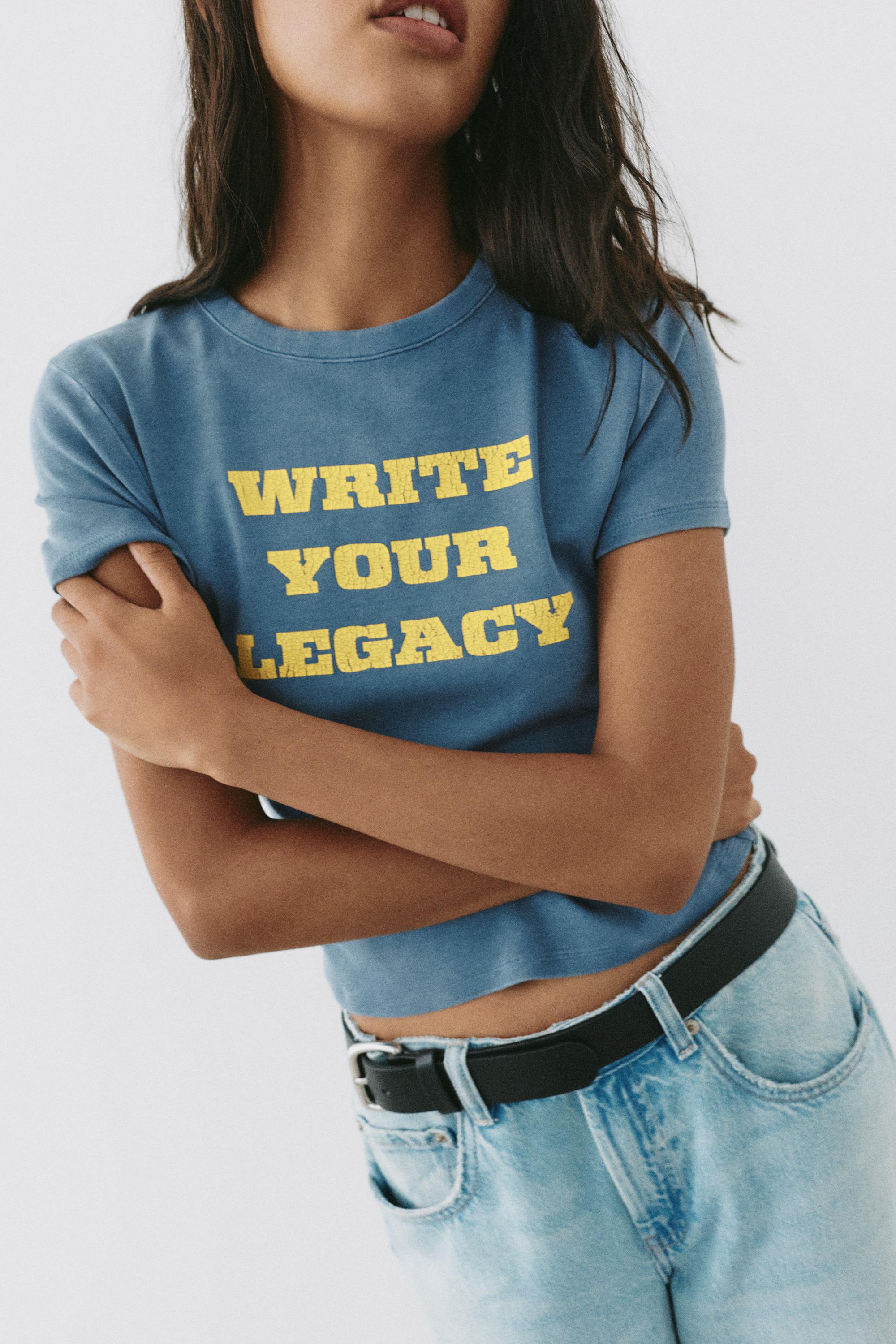Regular fit crackled graphic T-shirt — Grey/Blue