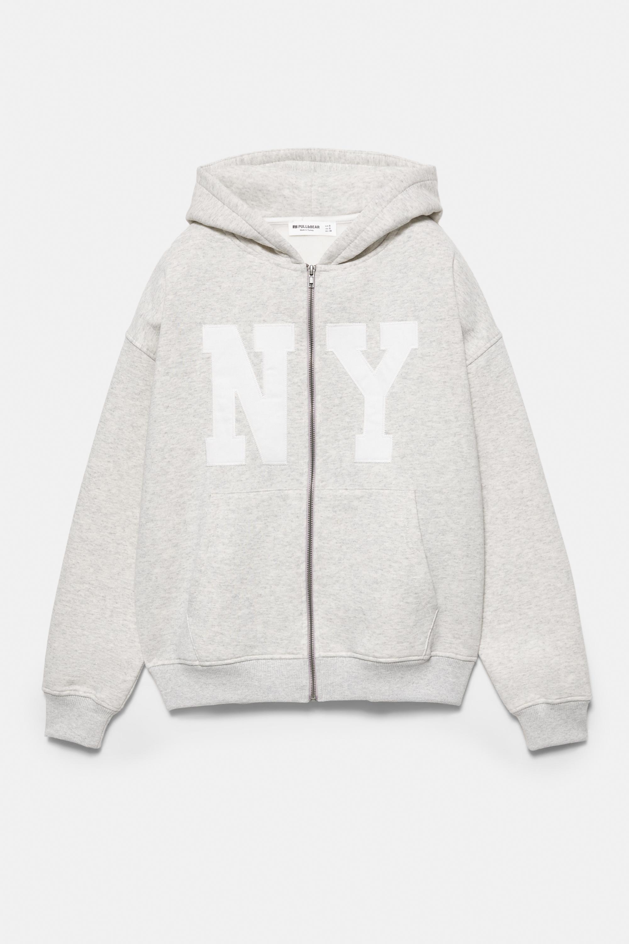 Grafikli fermuarlı kapüşonlu sweatshirt