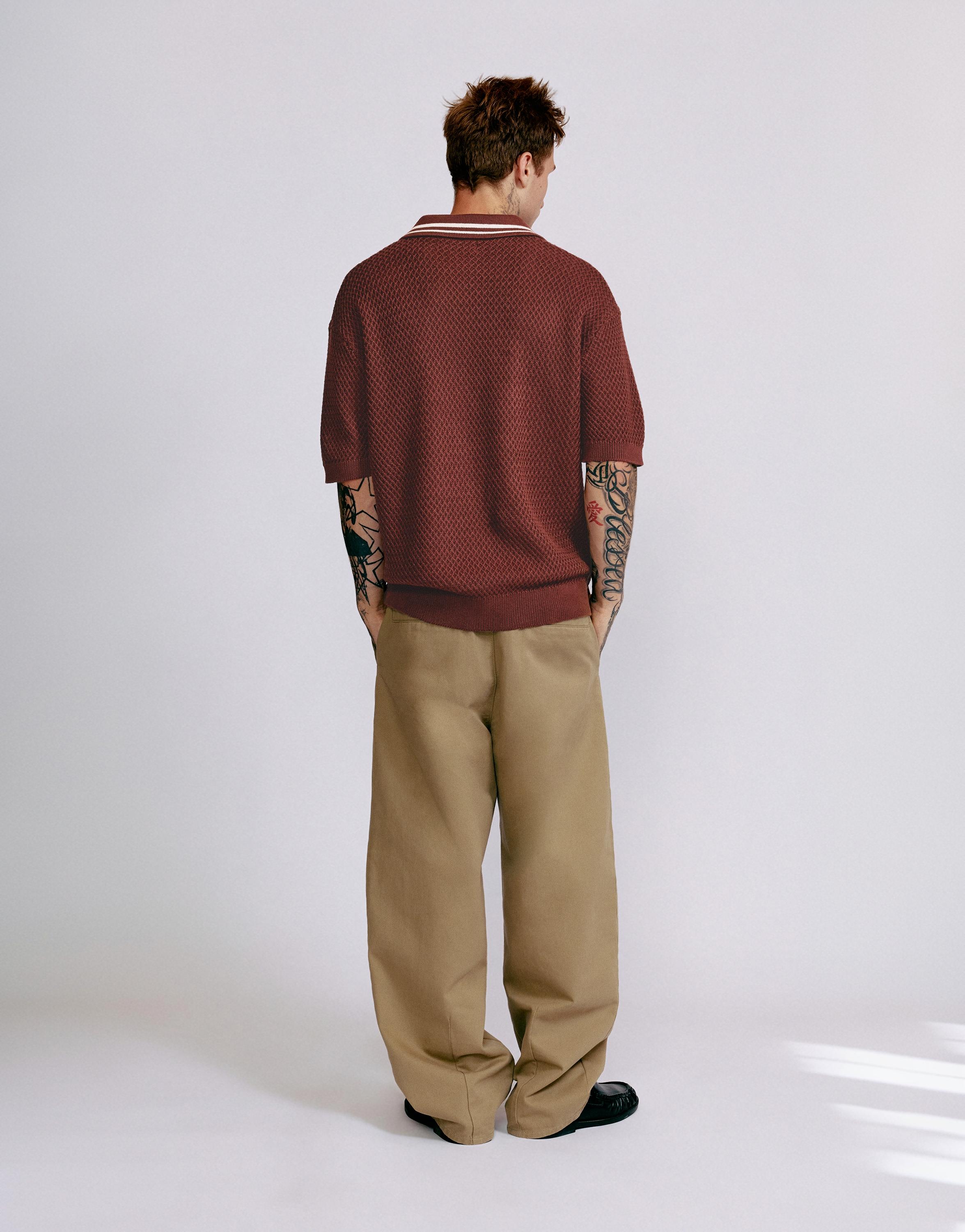 L'île-Rousse graphic knit polo shirt — Burgundy