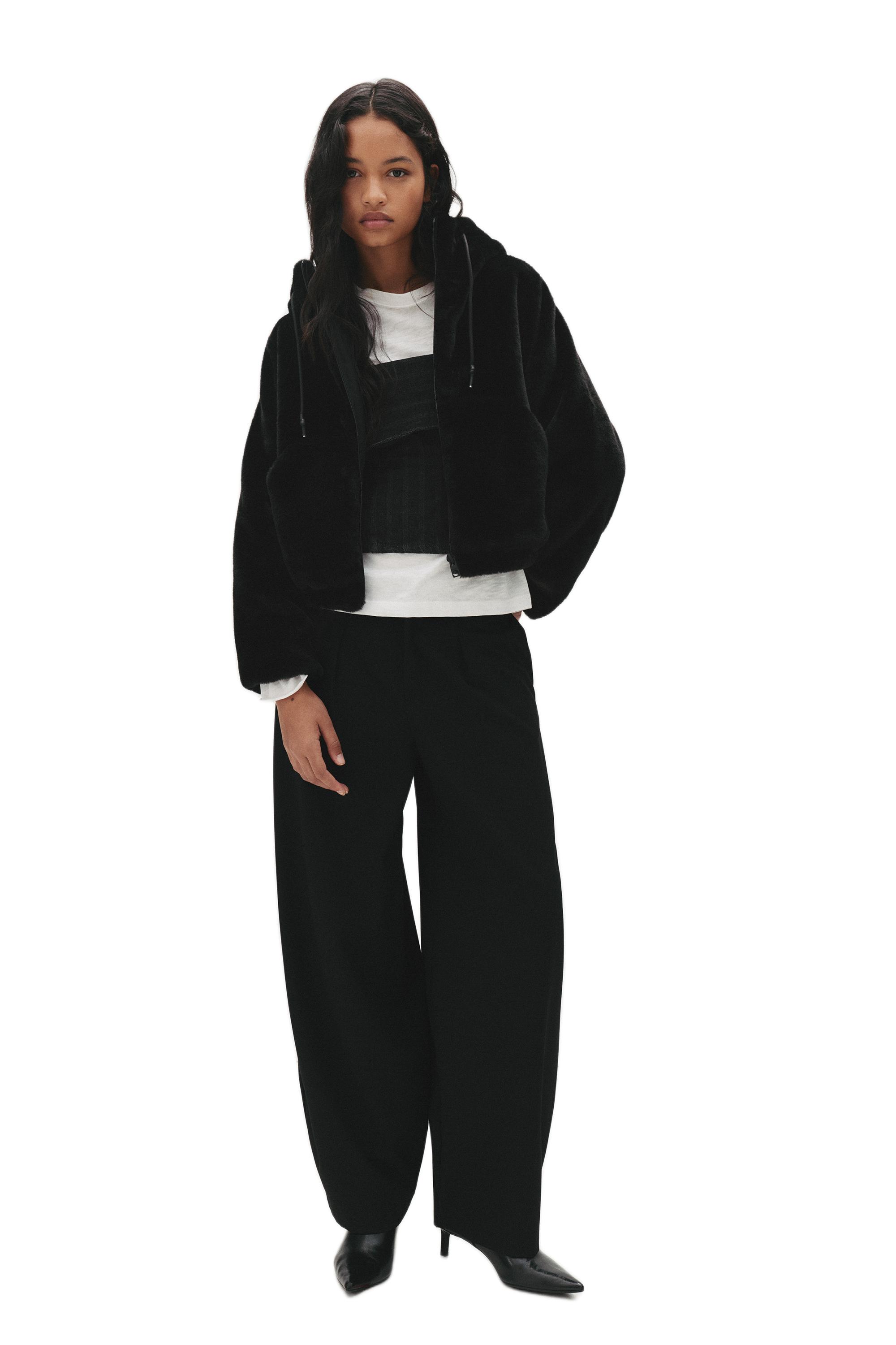 Kapüşonlu suni kürk ceket - Görsel 71