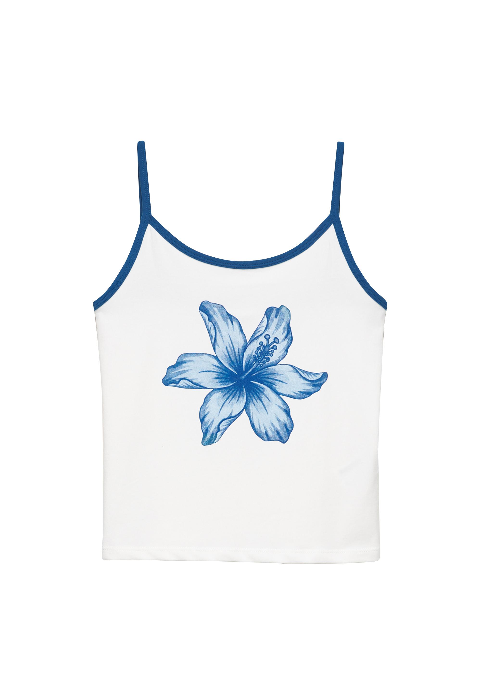 Hibiscus flower strappy top — Off white