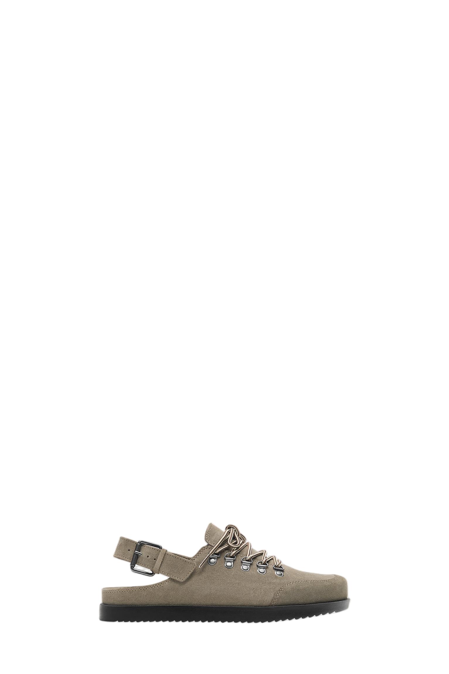 Lace-up leather clogs STWD — Taupe