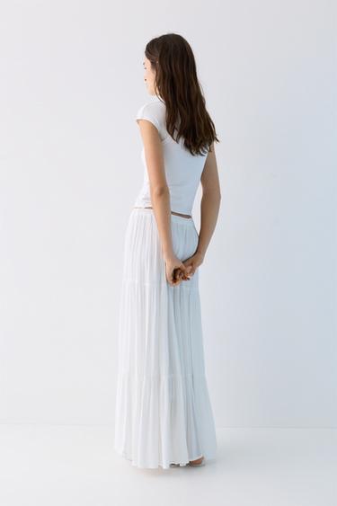 Flowy paneled midi skirt — White 3