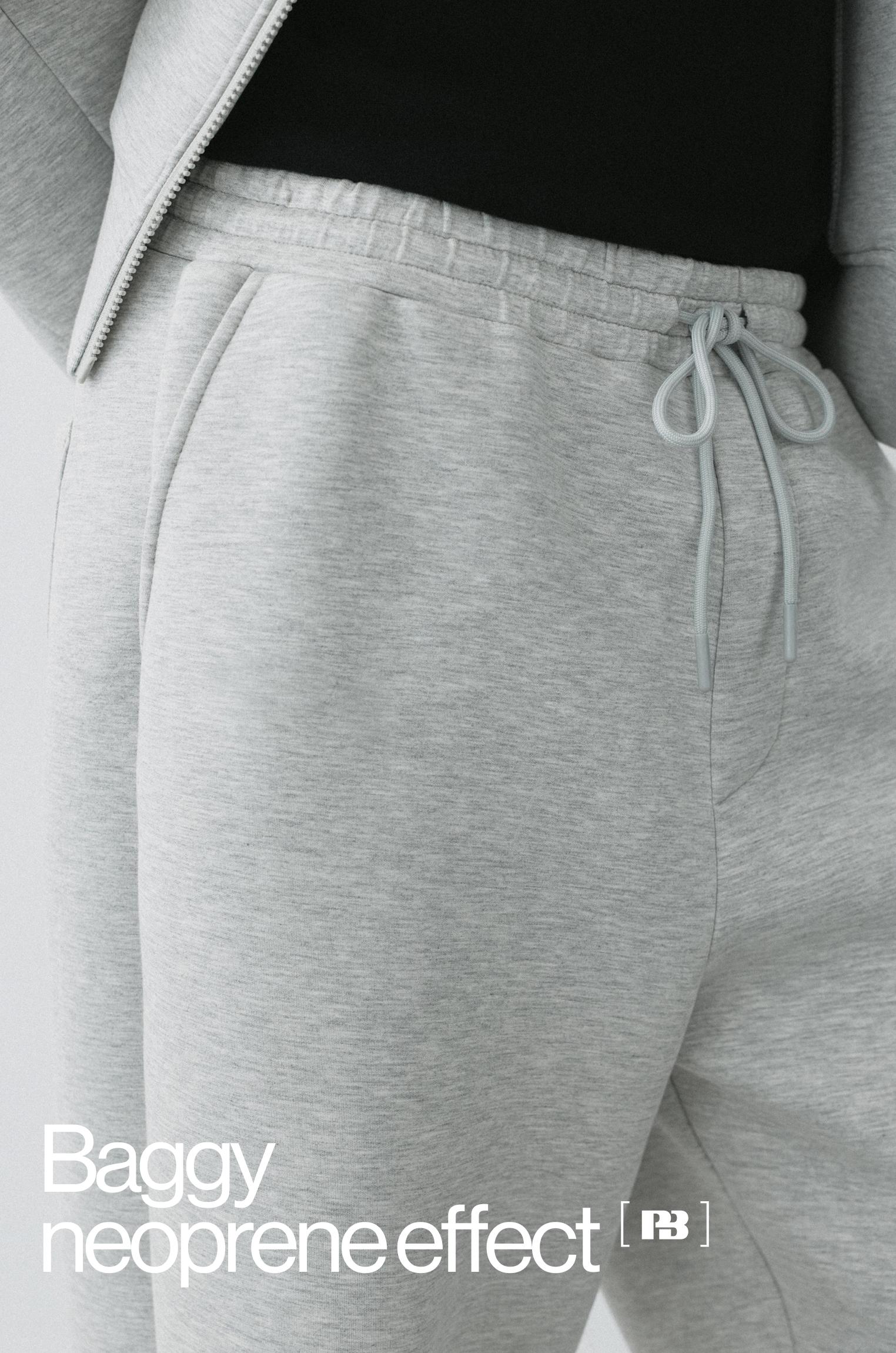 Neoprene-effect baggy trousers — Grey marl