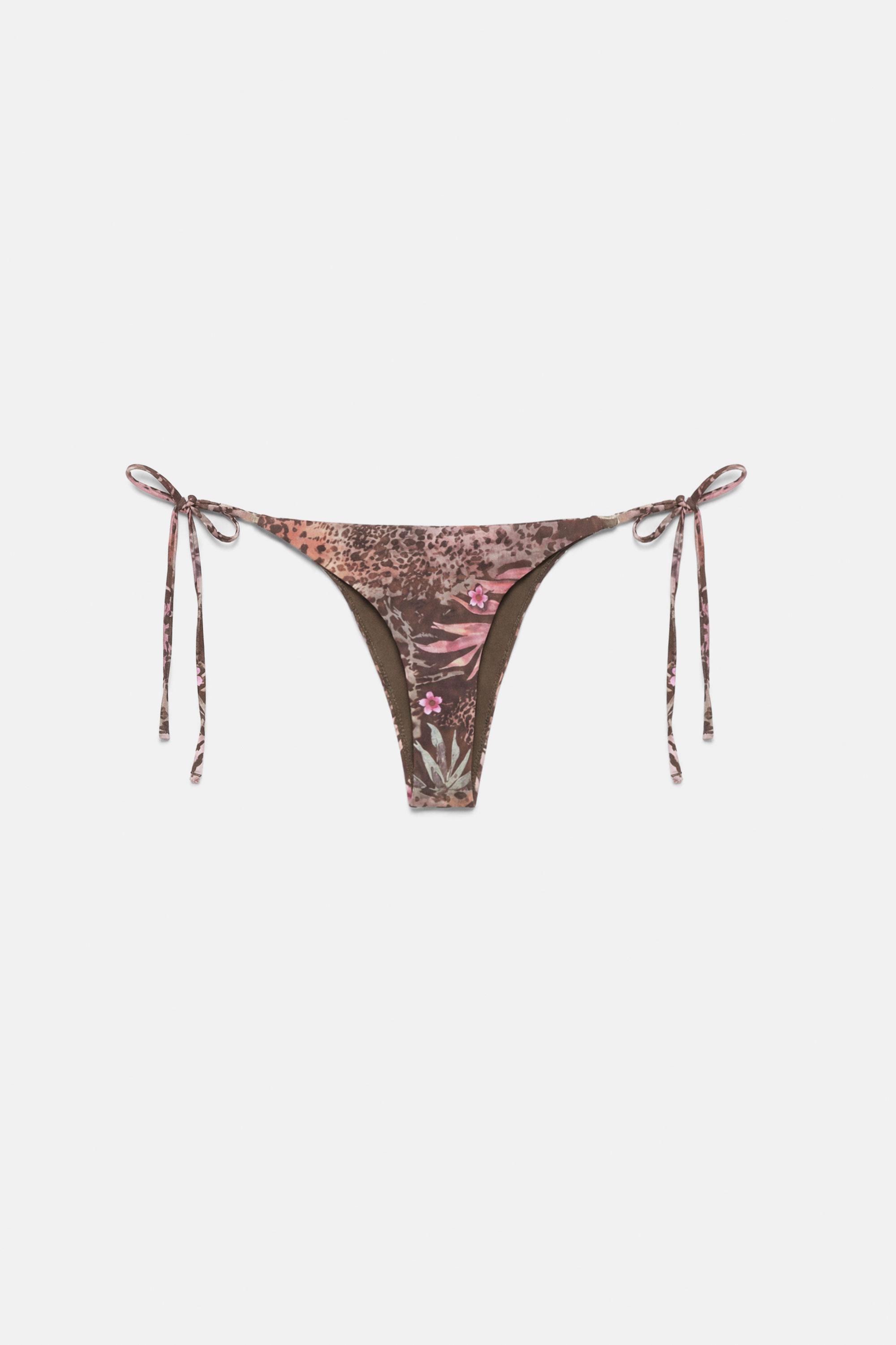 Printed bikini bottoms — Brown