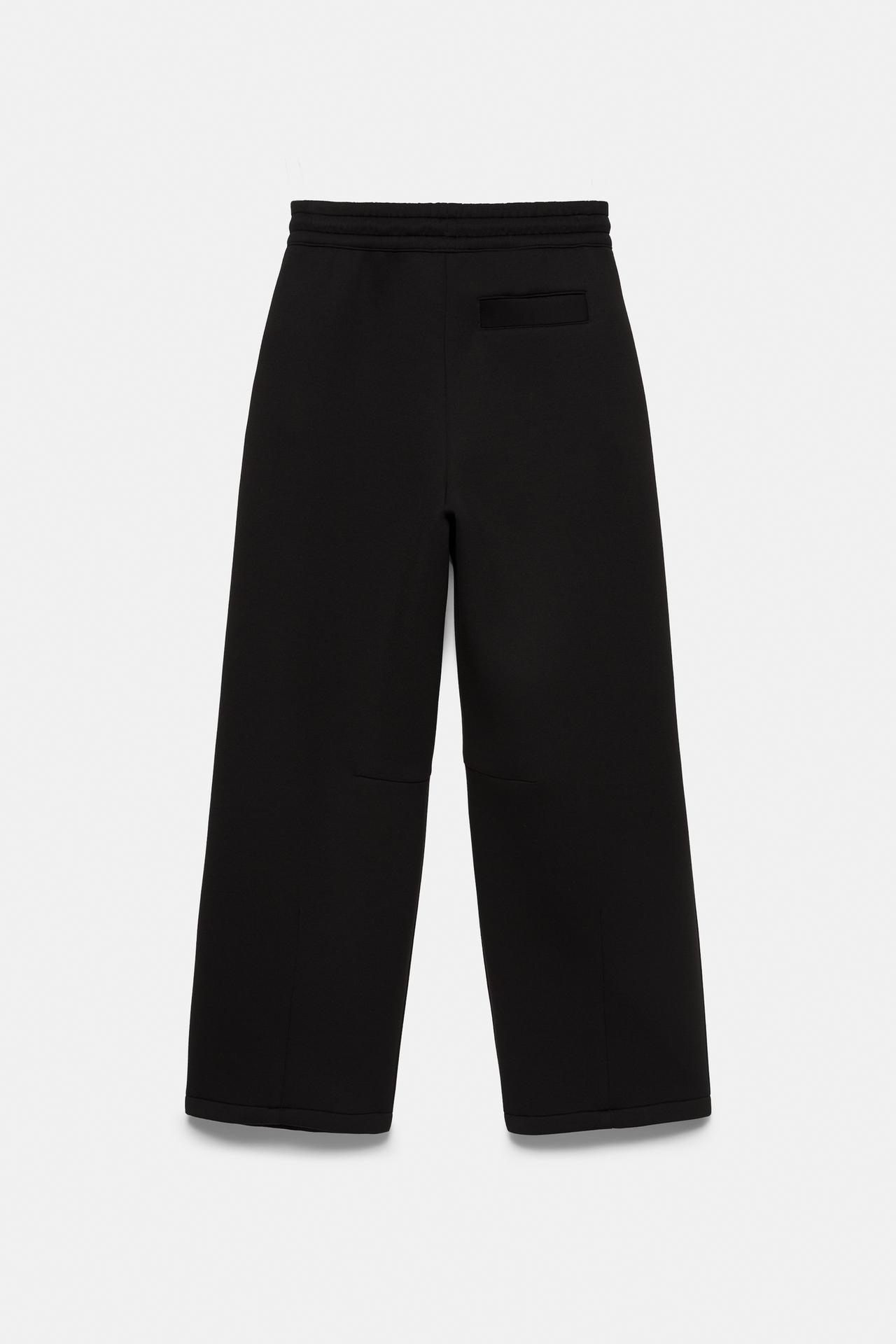 Neoprene-effect darted trousers — Black