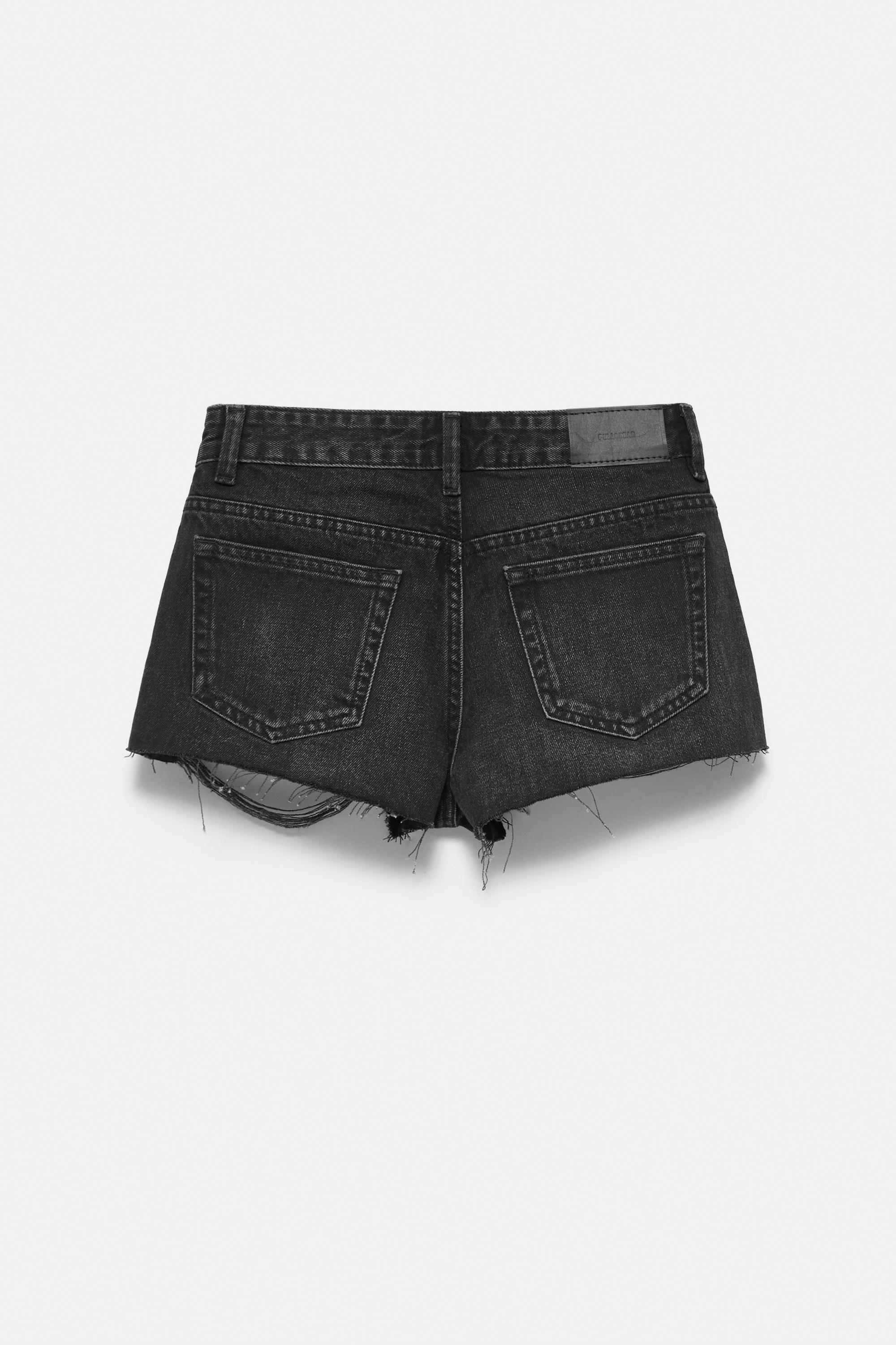 Mini ripped denim shorts — Black