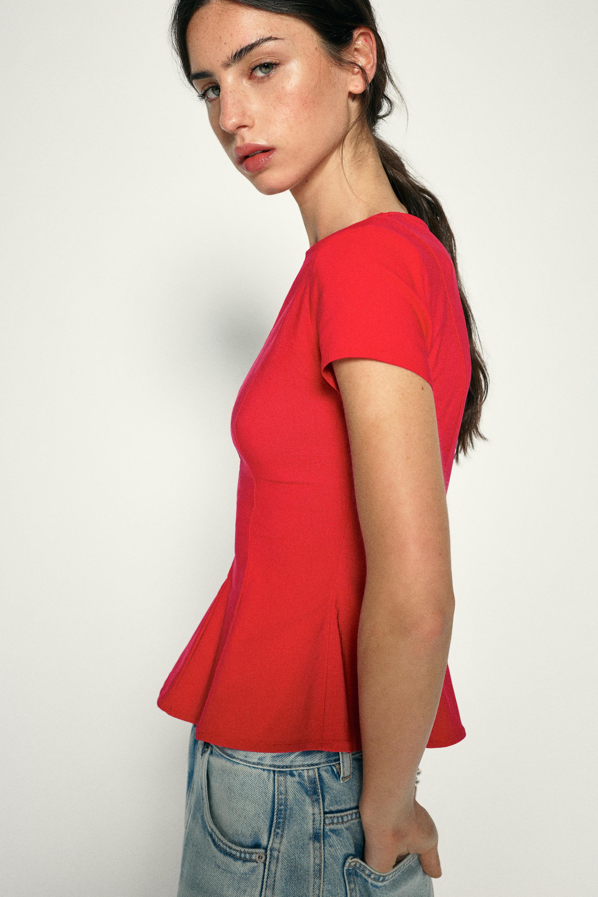 Peplum top — Red