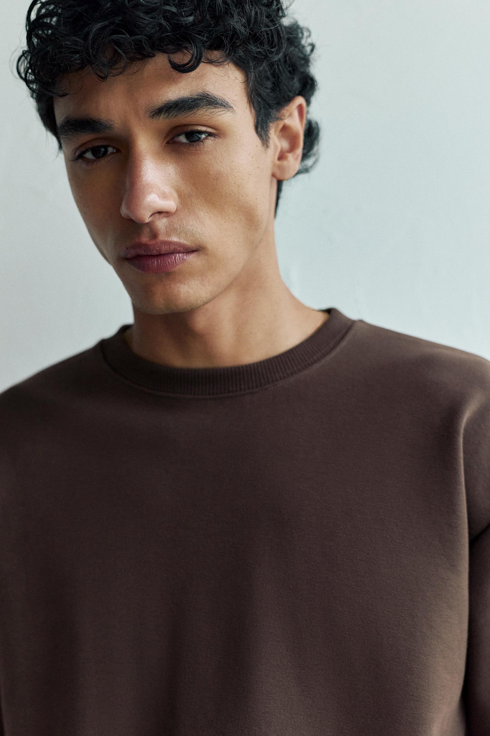 Basic short sleeve sweatshirt — Pale brown