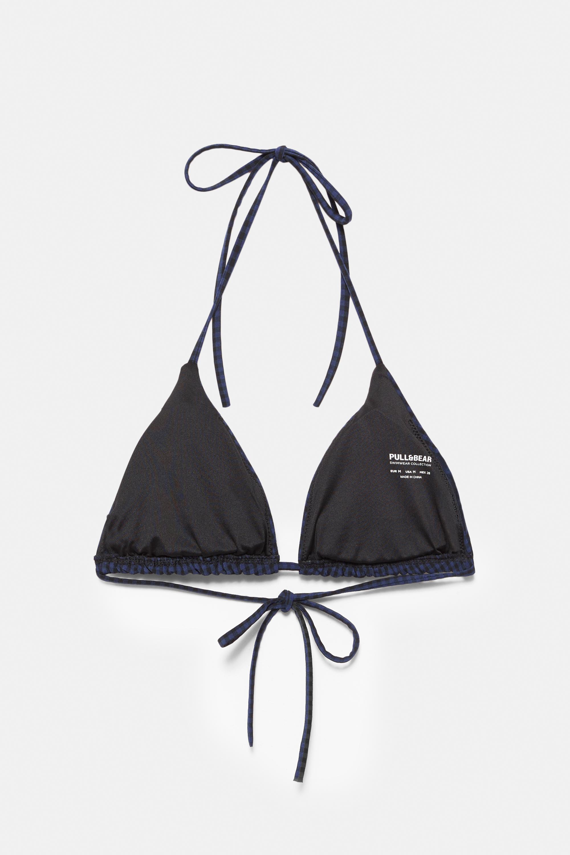 Gingham bikini top — Blue