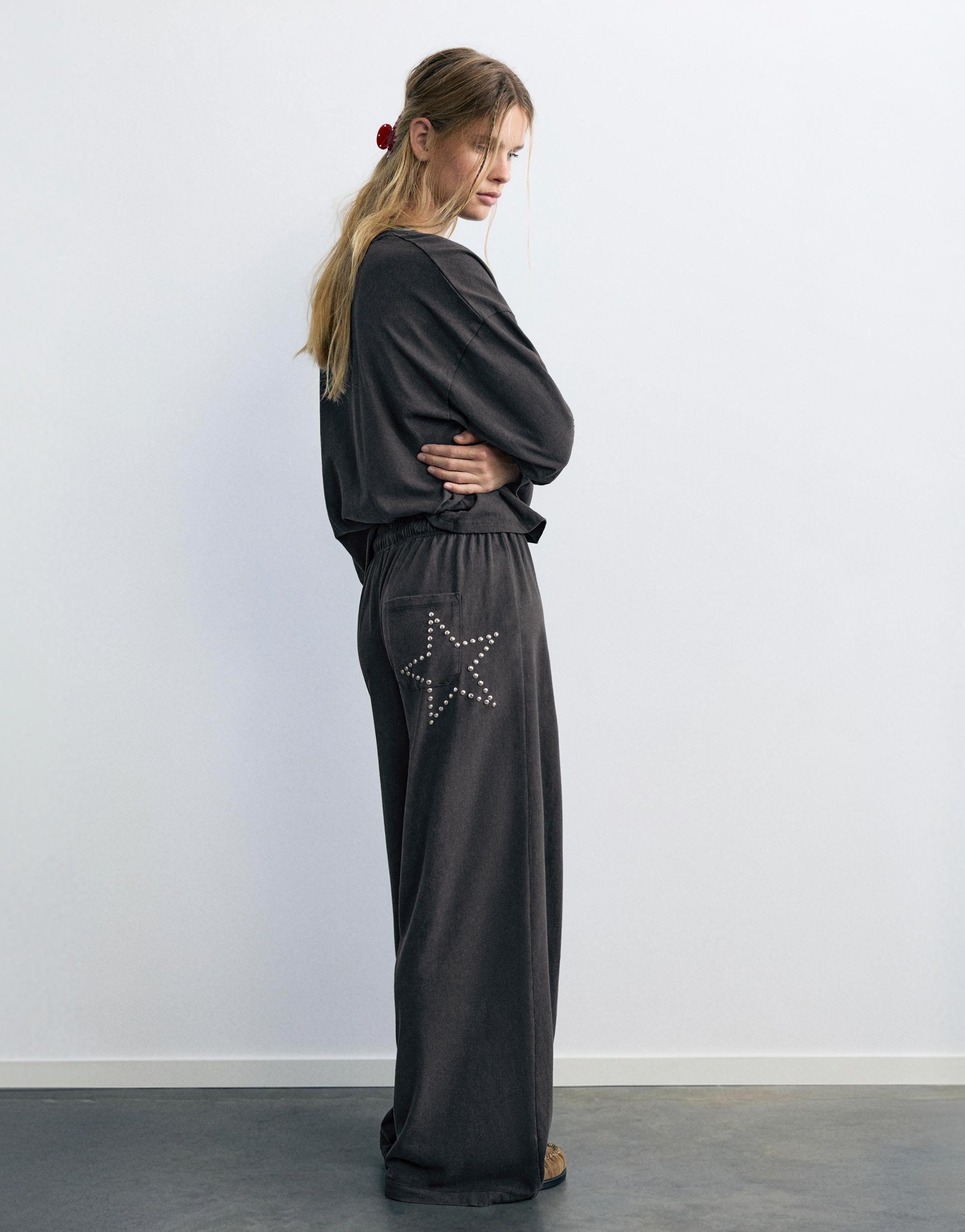 Wide-leg star trousers — Grey