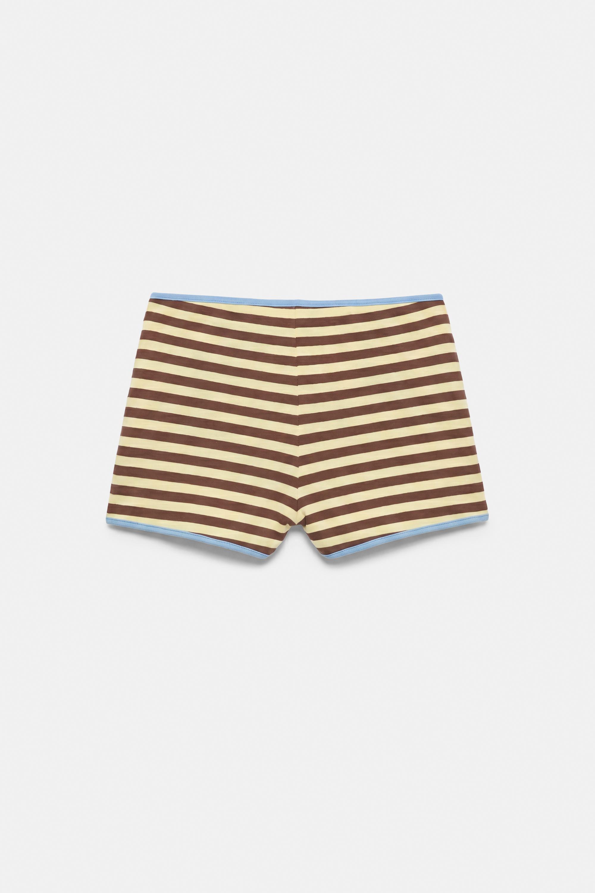 Striped ribbed mini shorts — Yellow