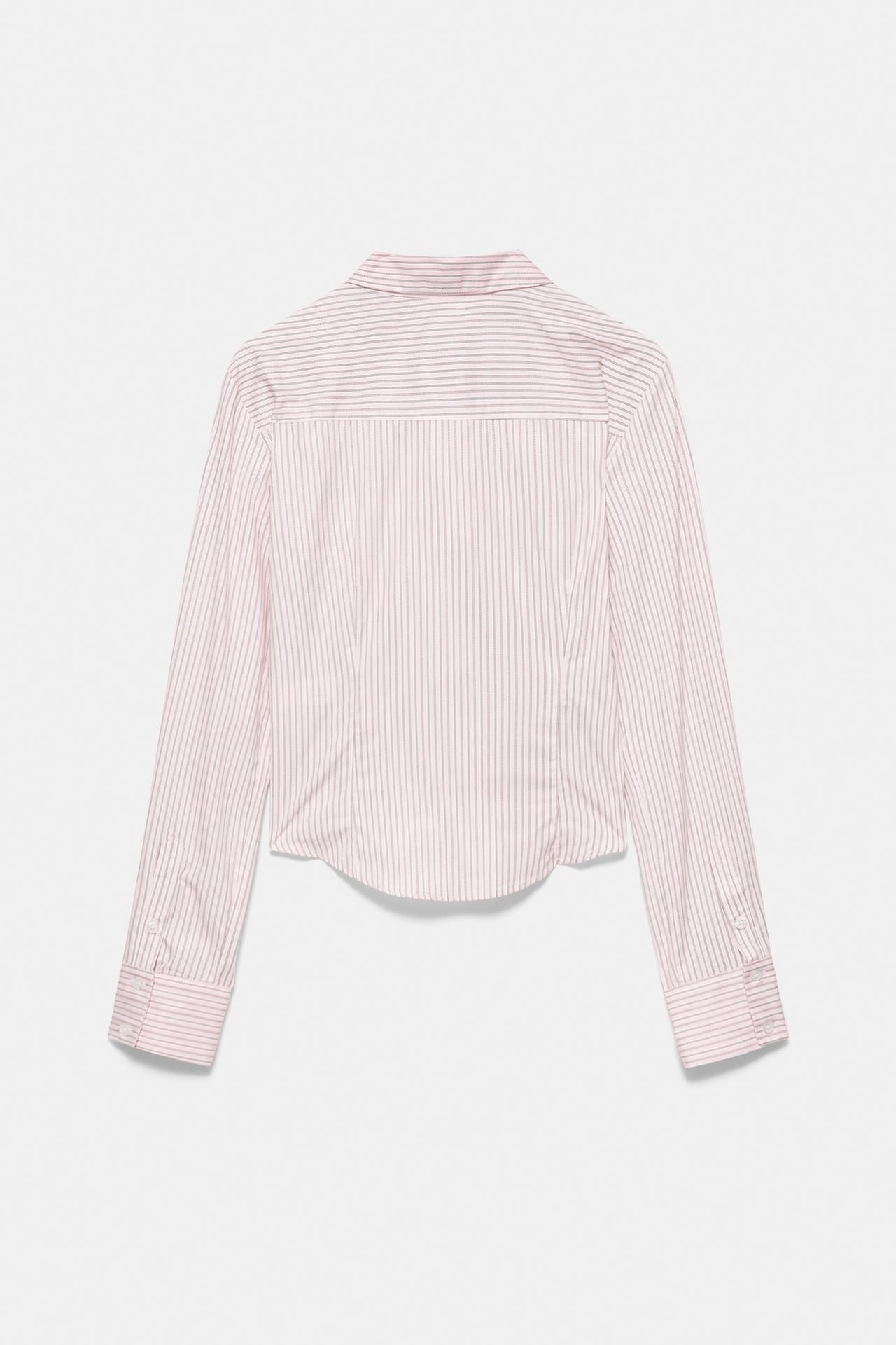 Striped gathered shirt — Pastel pink