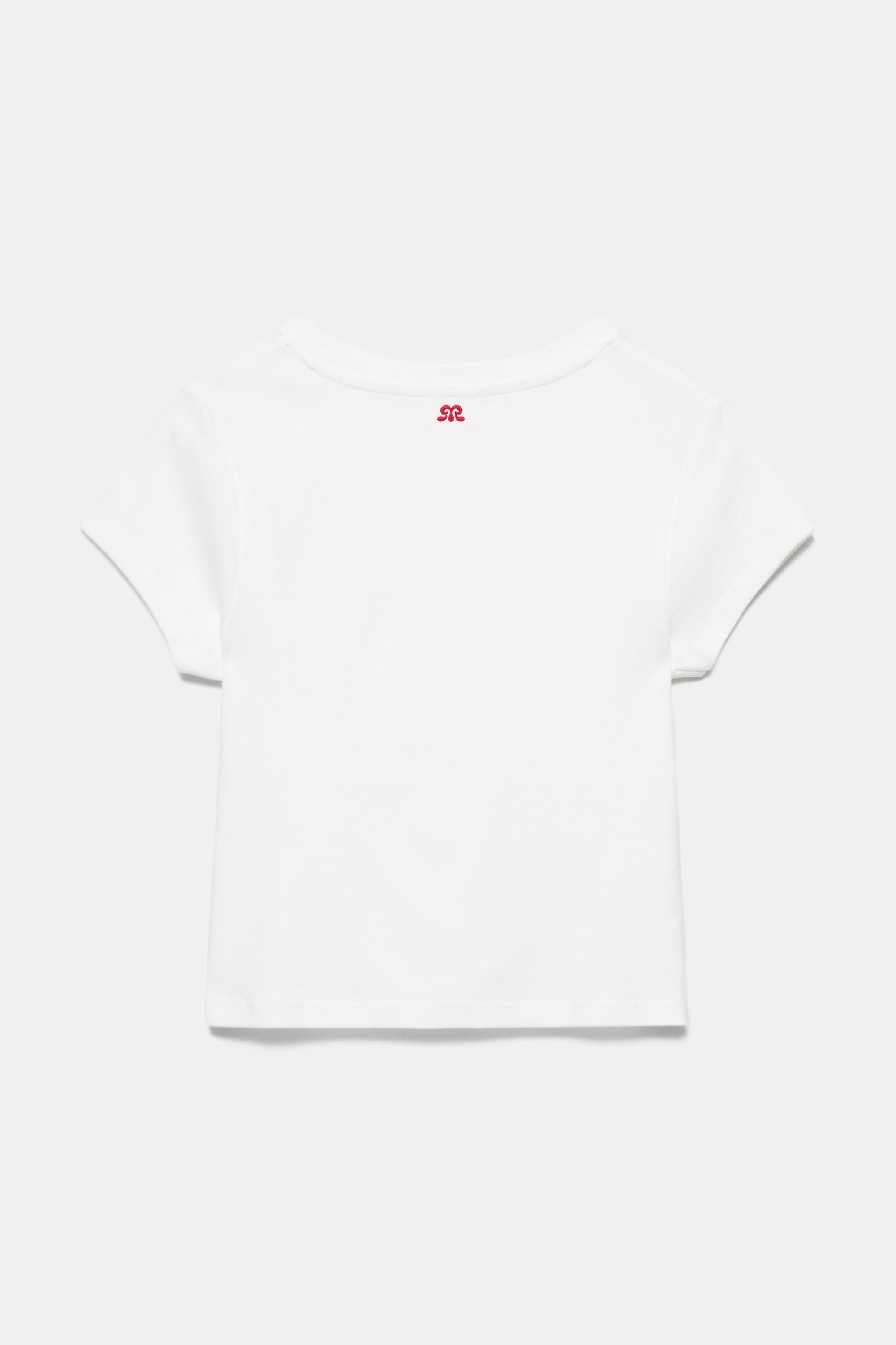Çiçek grafik baskılı t-shirt - Görsel 2