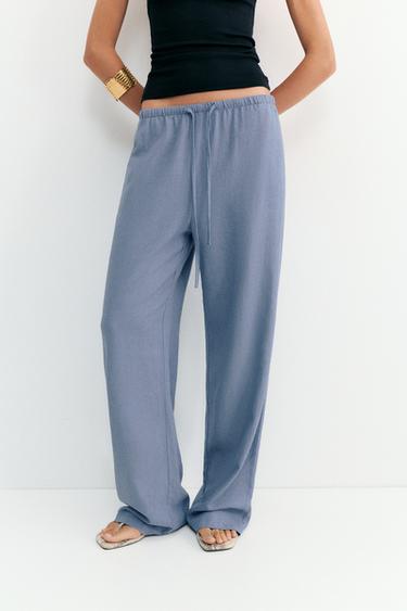 Linen blend joggers — Blue 3