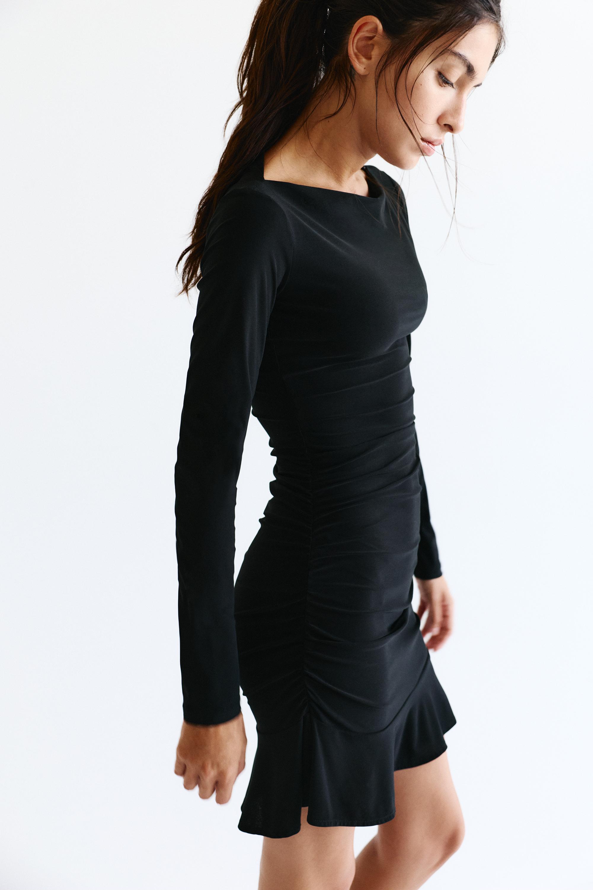 Gathered short dress — Black