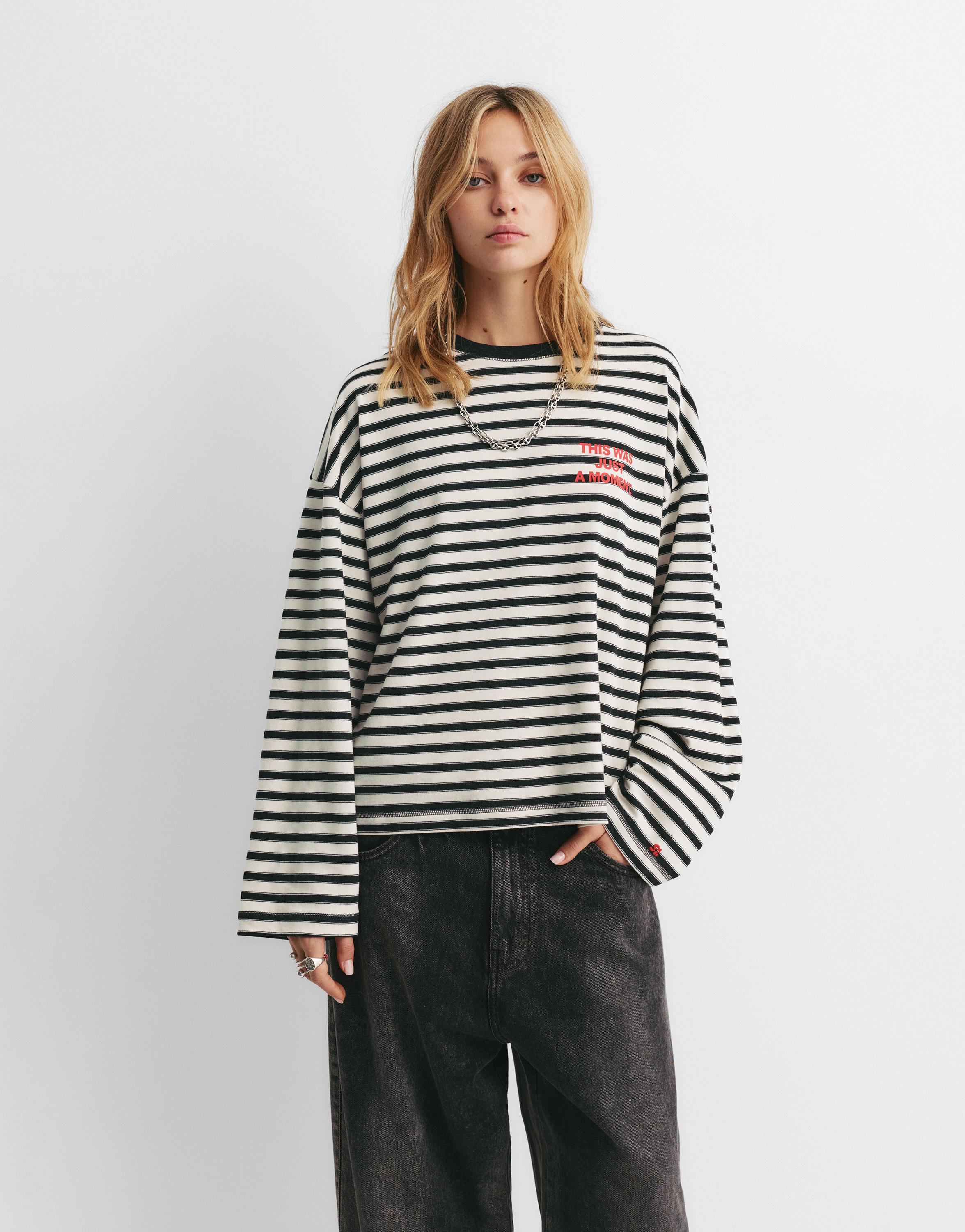 Striped T-shirt with text — Ice