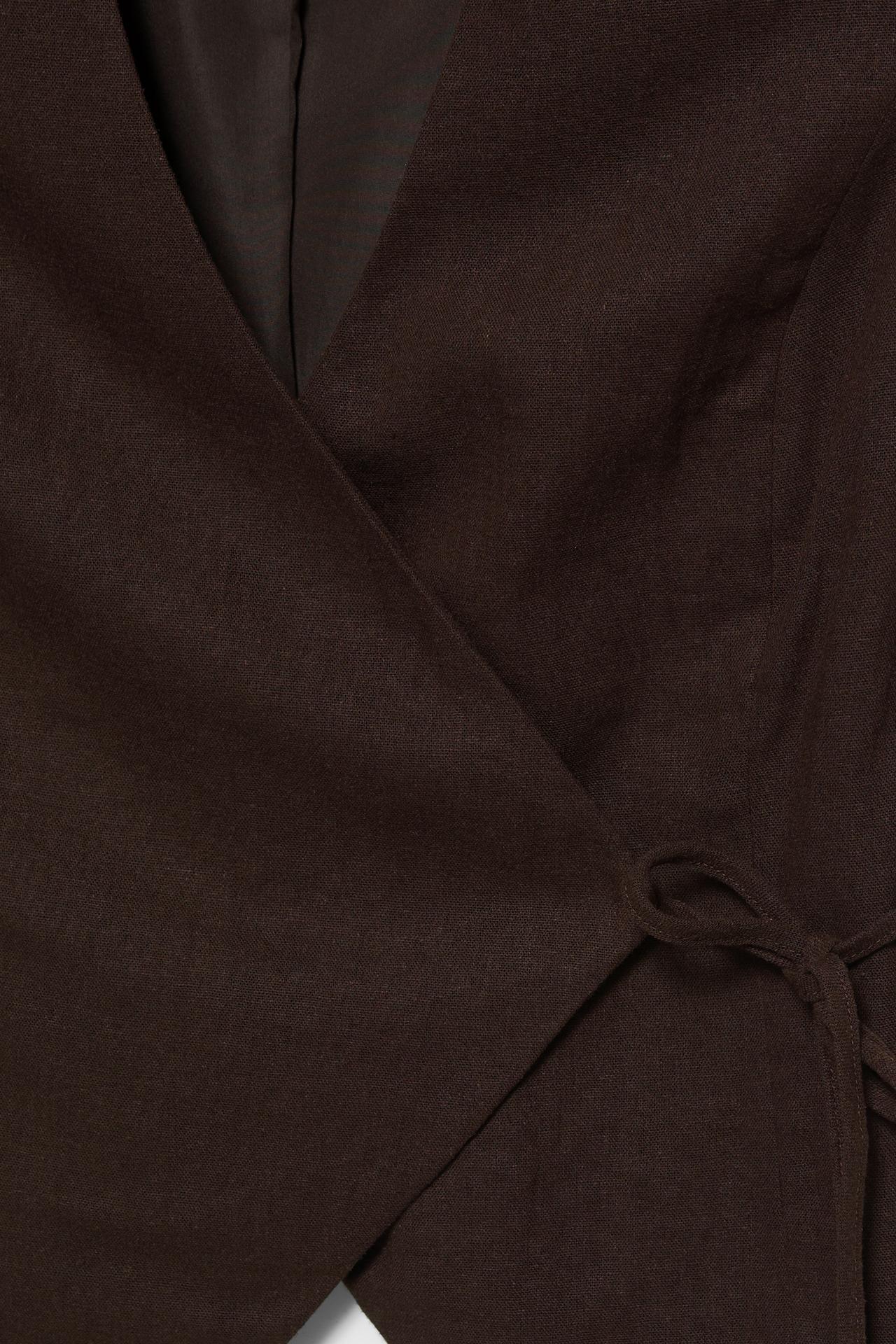 Rustic linen-blend waistcoat — Brown